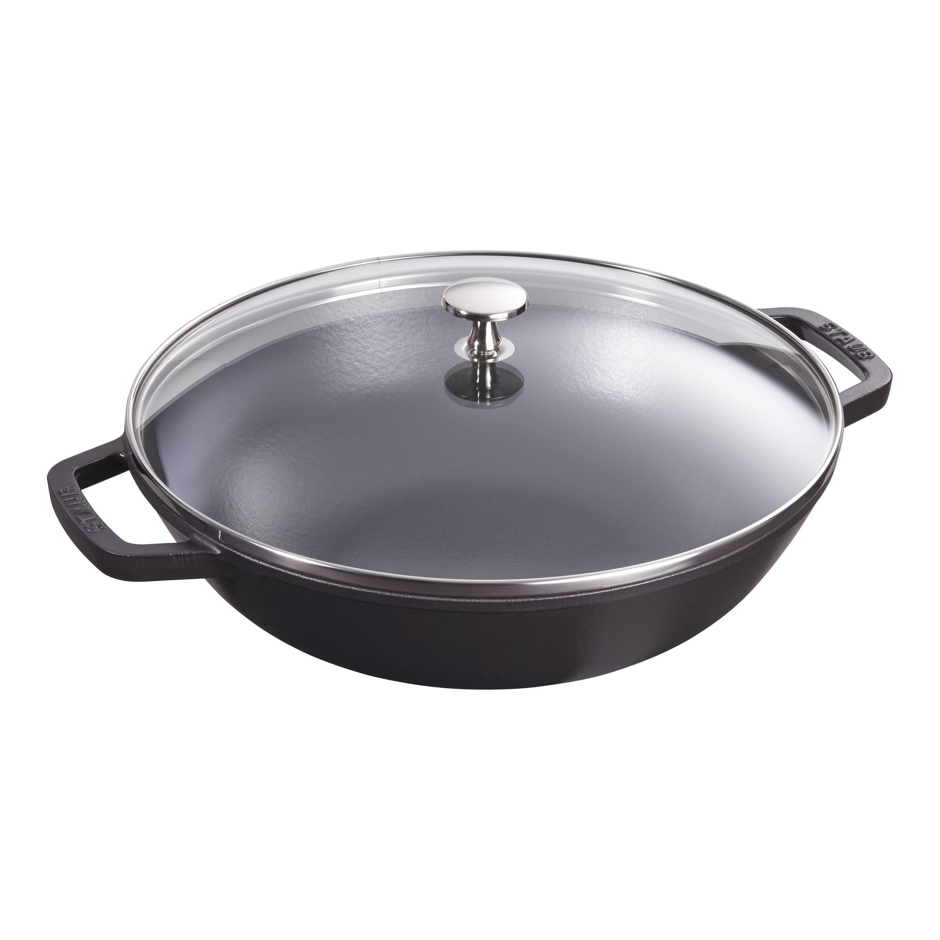 STAUB Specialities 30 cm / 12 inch Cast Iron Wok With Glass Lid, Black-0