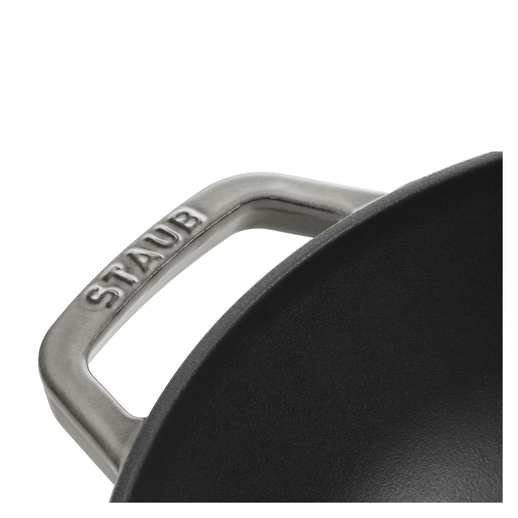 STAUB Specialities 30 cm / 12 inch Cast Iron Wok With Glass Lid, Graphite-Grey