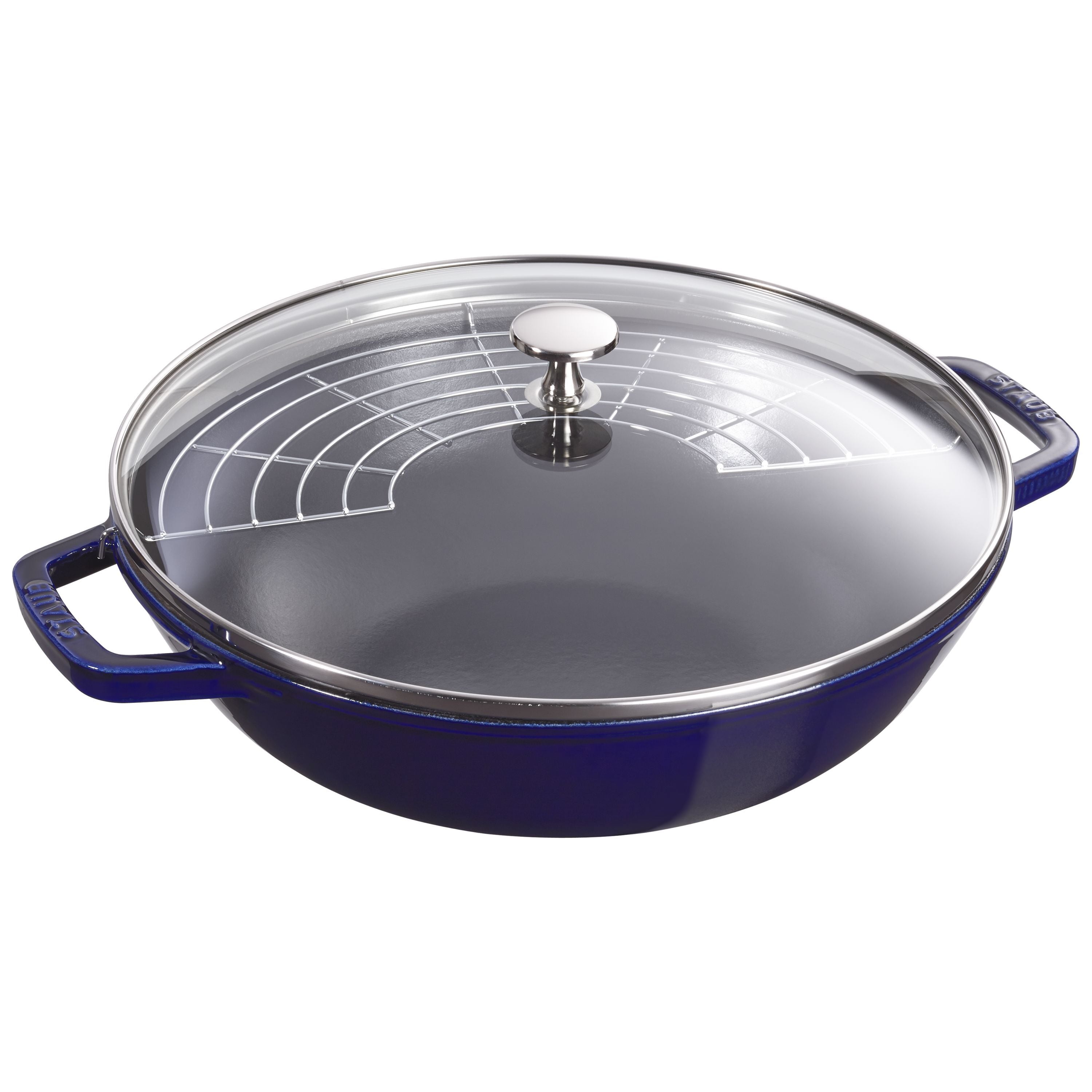 STAUB Specialities 30 cm / 12 inch Cast Iron Perfect Pan / Wok, Dark-Blue-0