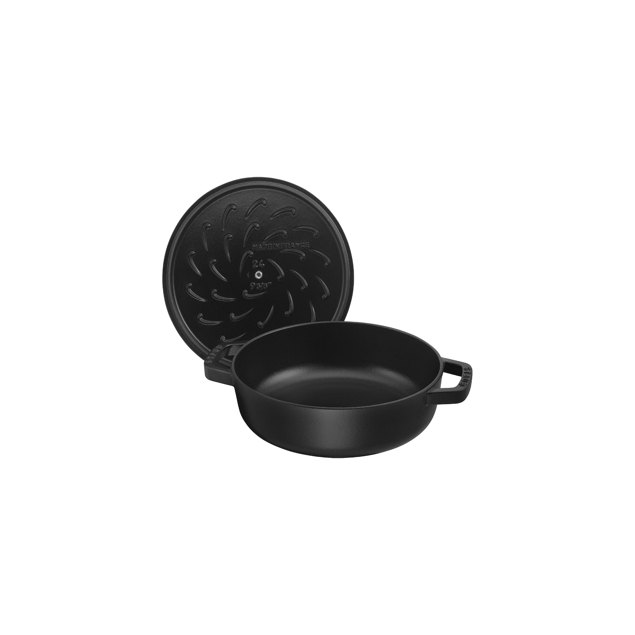 STAUB Braisers 3.7 L Cast Iron Round Saute Pan Chistera, Black-3