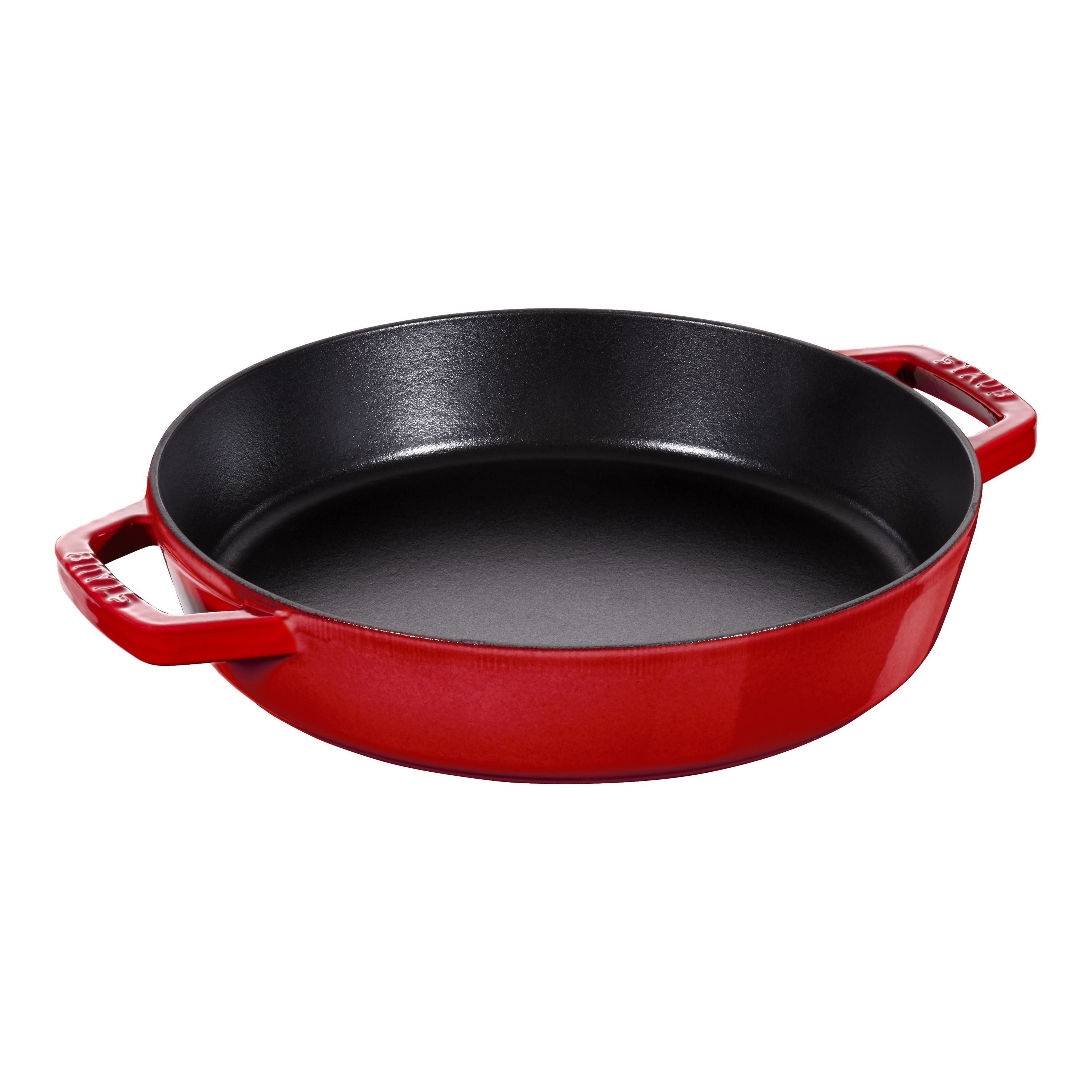 STAUB Pans 34 cm Cast Iron Double Handle Skillet, Cherry