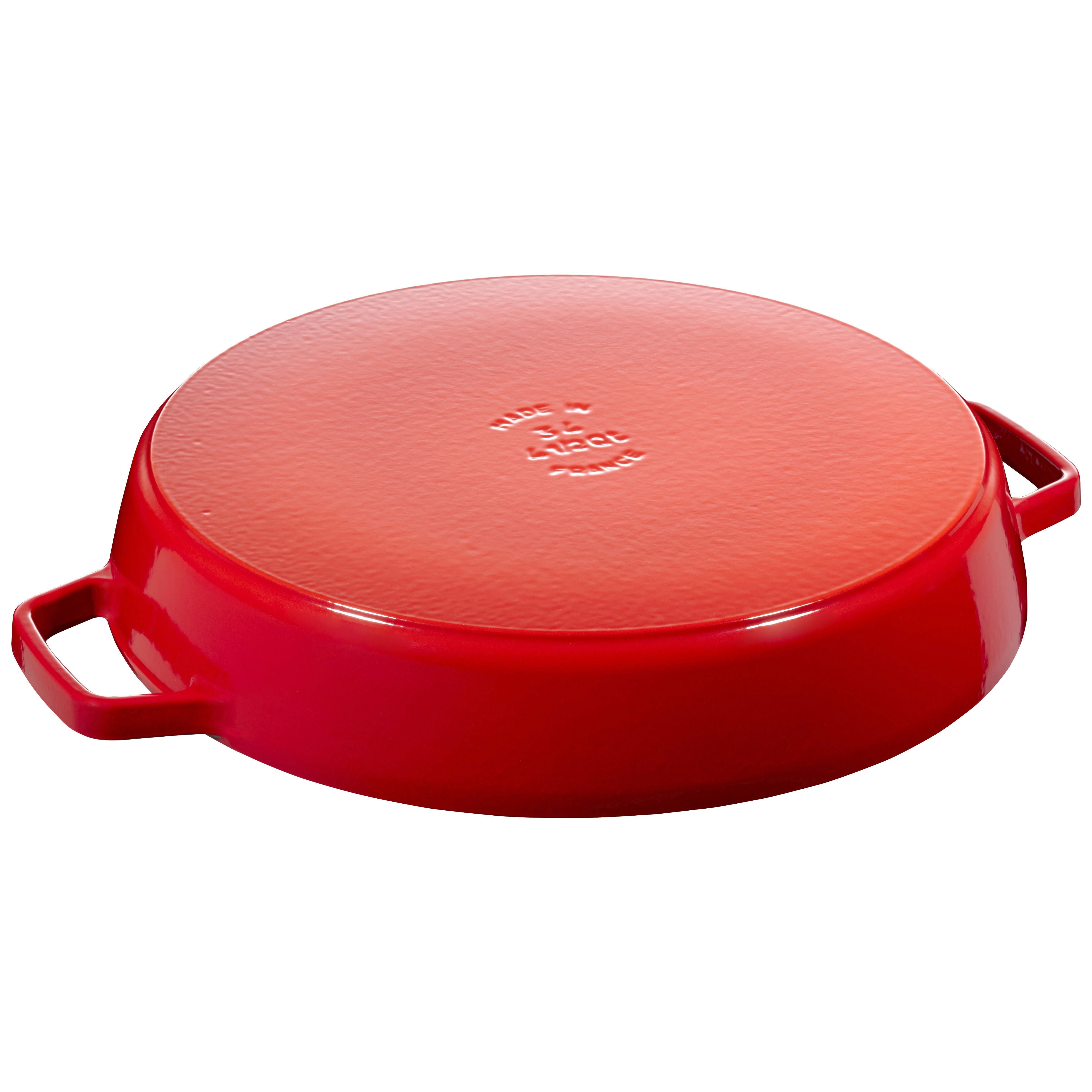 STAUB Pans 34 cm Cast Iron Double Handle Skillet, Cherry