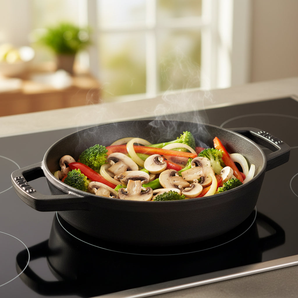STAUB Pans 20 cm / 8 inch Cast Iron Double Handle Skillet, Black