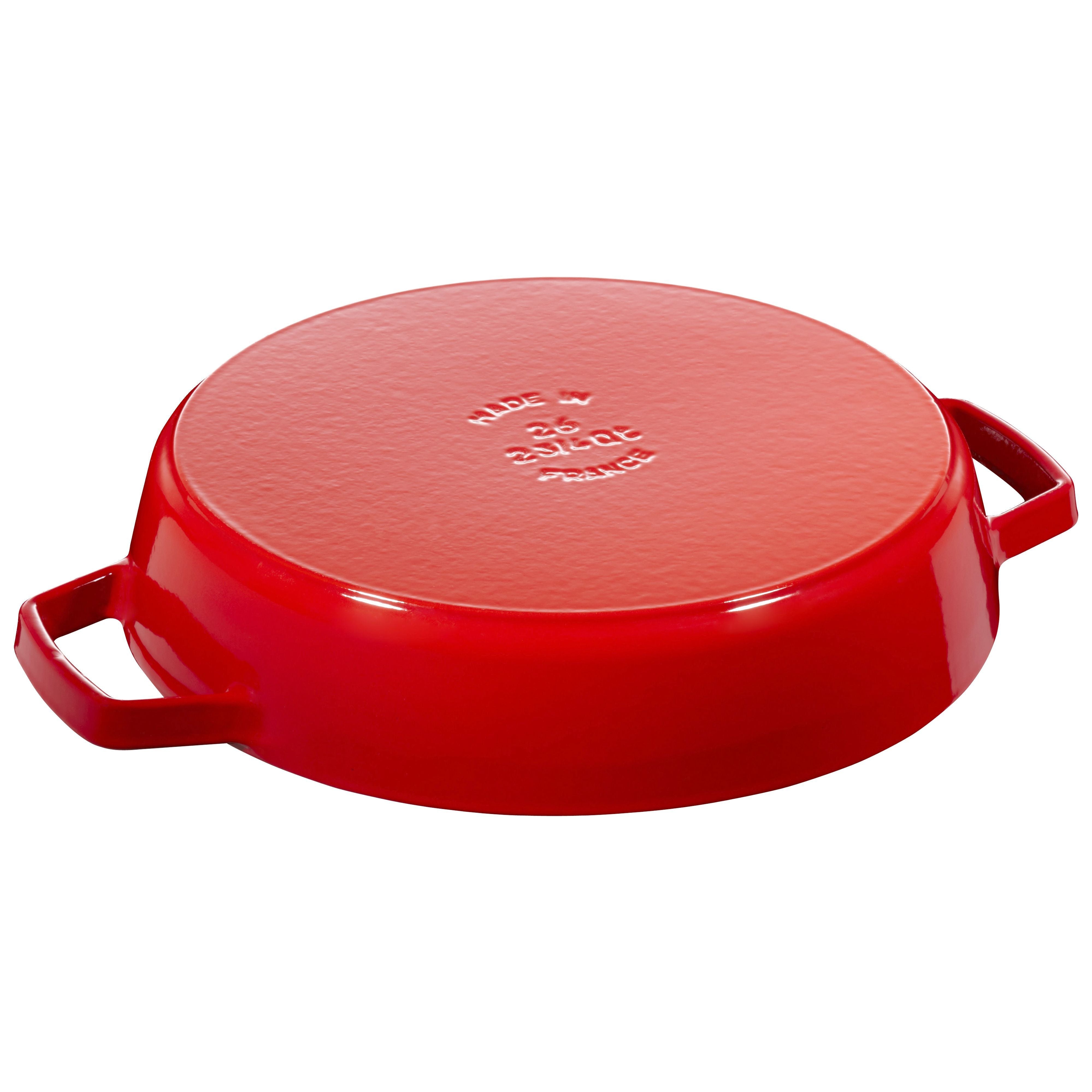 STAUB Pans 26 cm / 10 inch Cast Iron Frying Pan With 2 Handles, Cherry