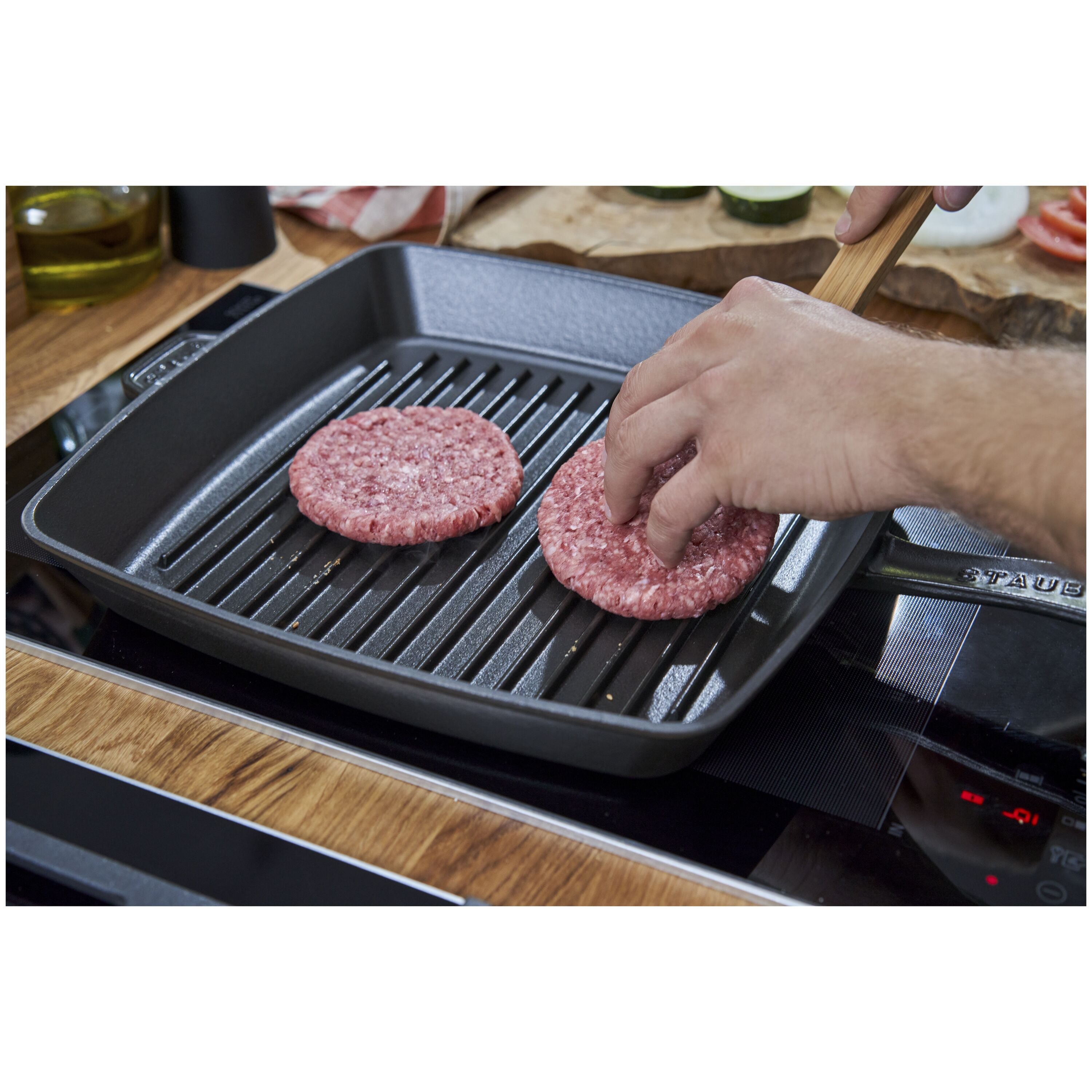 STAUB Grill Pans 30 cm Cast Iron Square American Grill, Black
