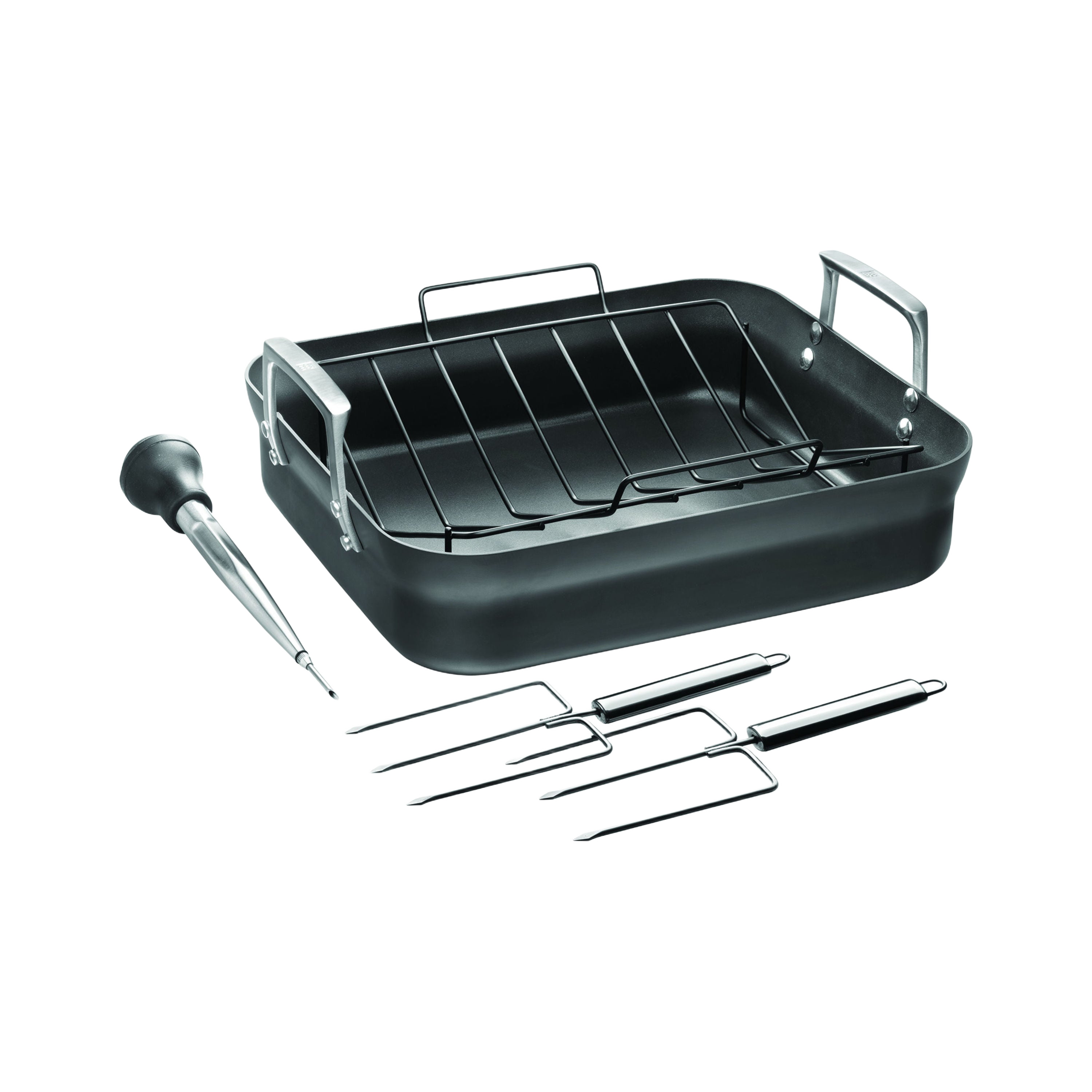 ZWILLING Motion Heavy Duty Aluminum Rectangular Roaster Set 41 X 36 cm Black with Nonstick Coating-0