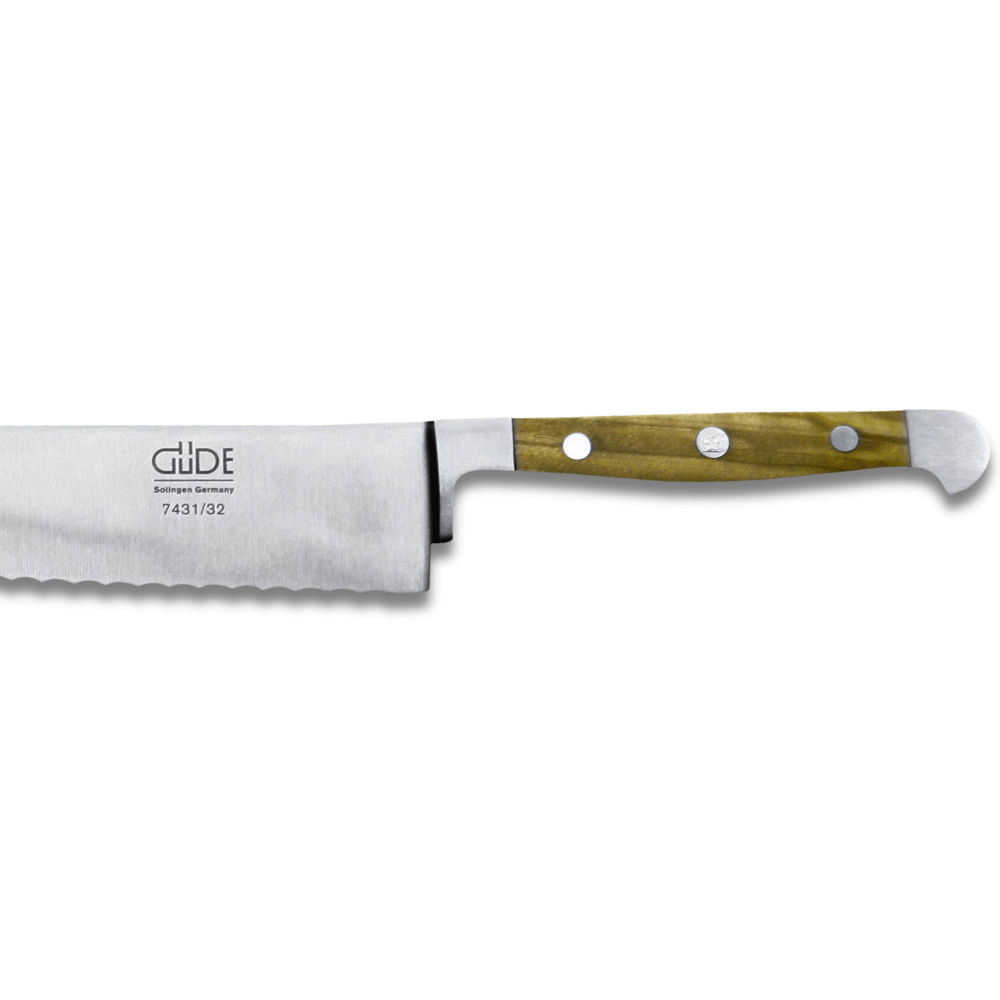 OLIVE ALPHA | Bread Knife Franz Dude 12.5 " Version droite" Acier forgé / olivier