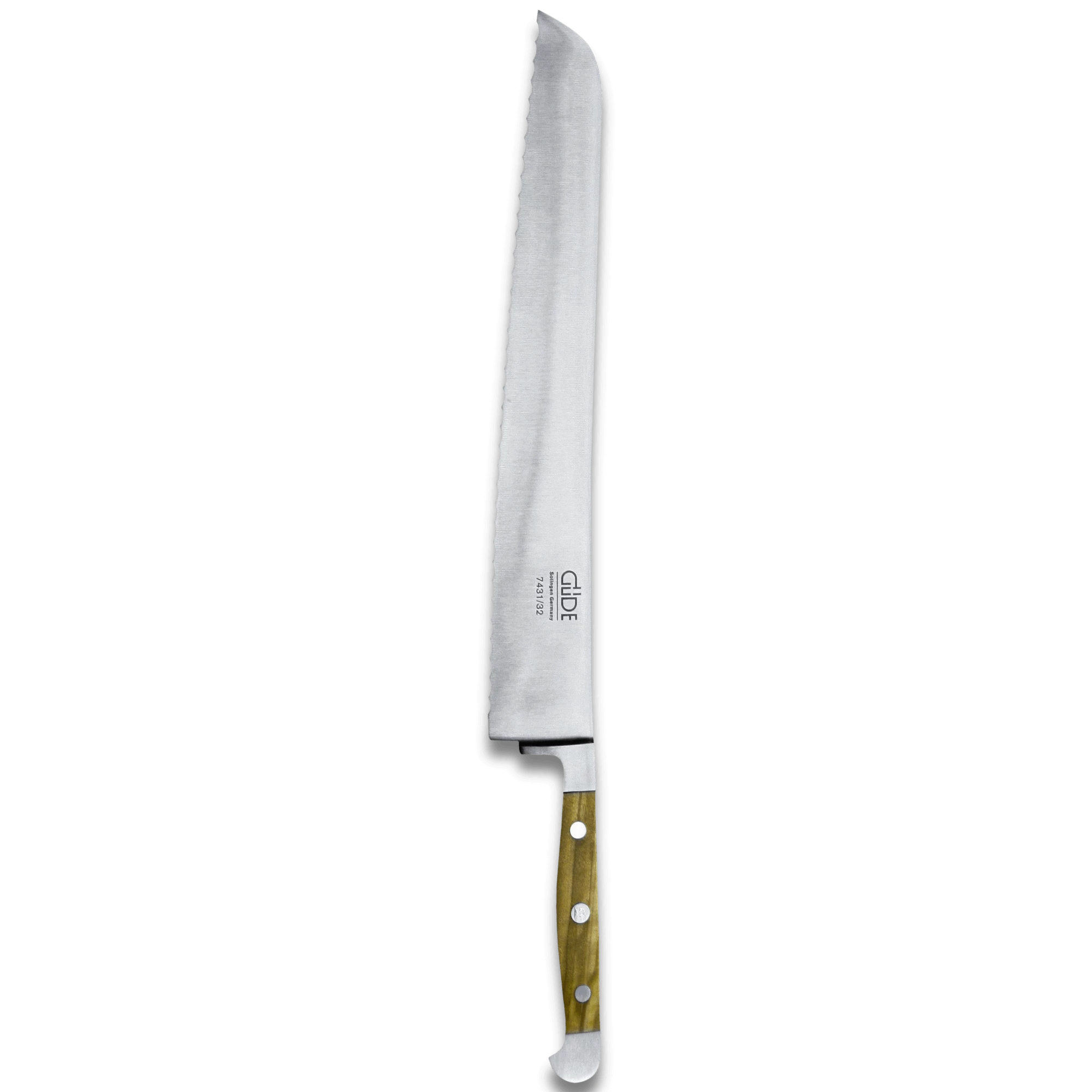 OLIVE ALPHA | Bread Knife Franz Dude 12.5 " Version droite" Acier forgé / olivier
