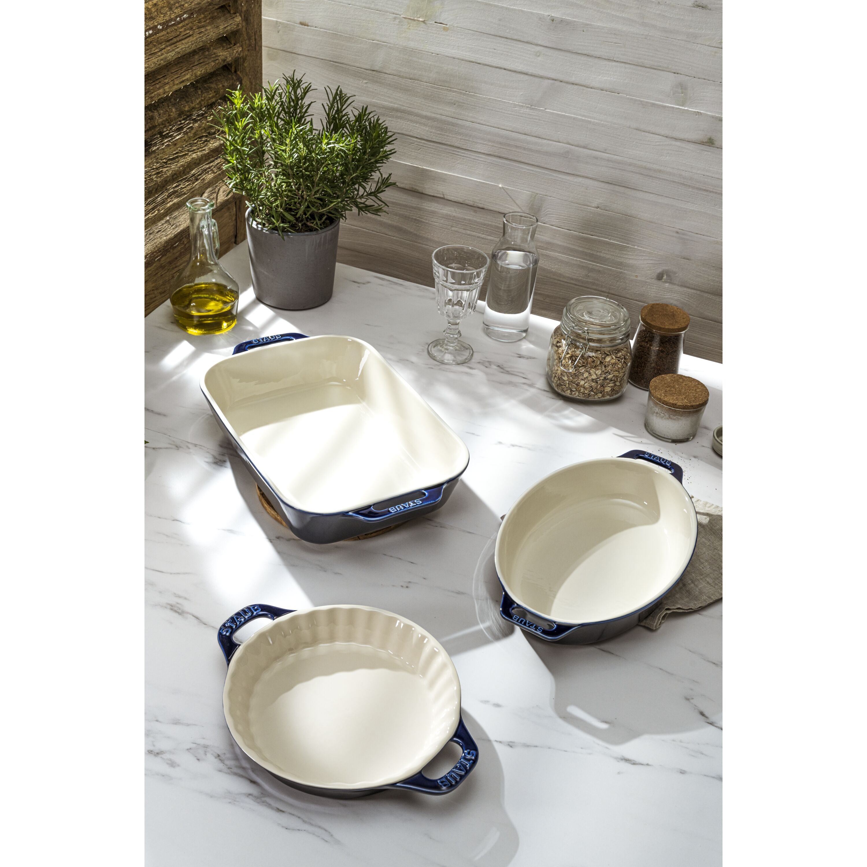 STAUB Ceramique Mixed Baking Dish Set Dark Blue 3 Piece-2