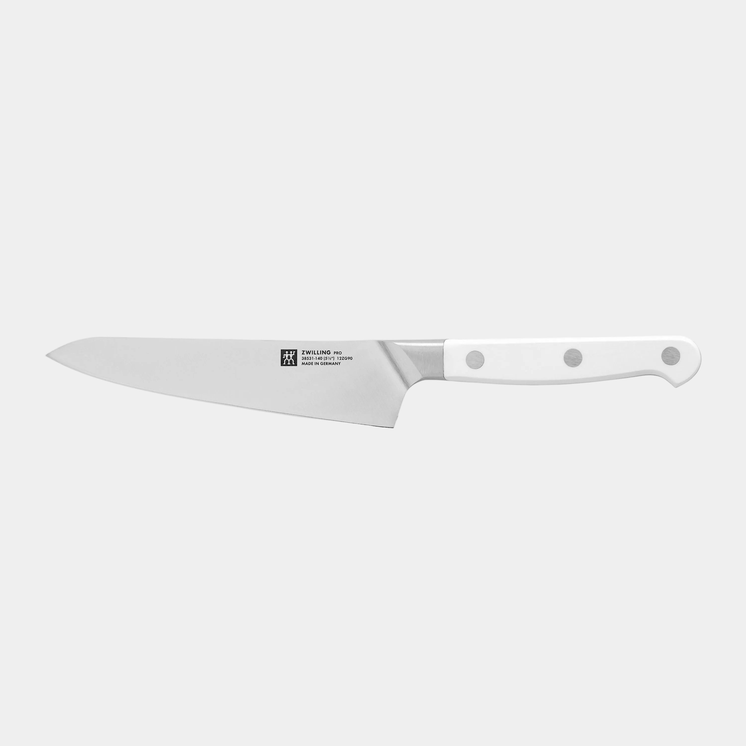 Knife with a white handle on a white background