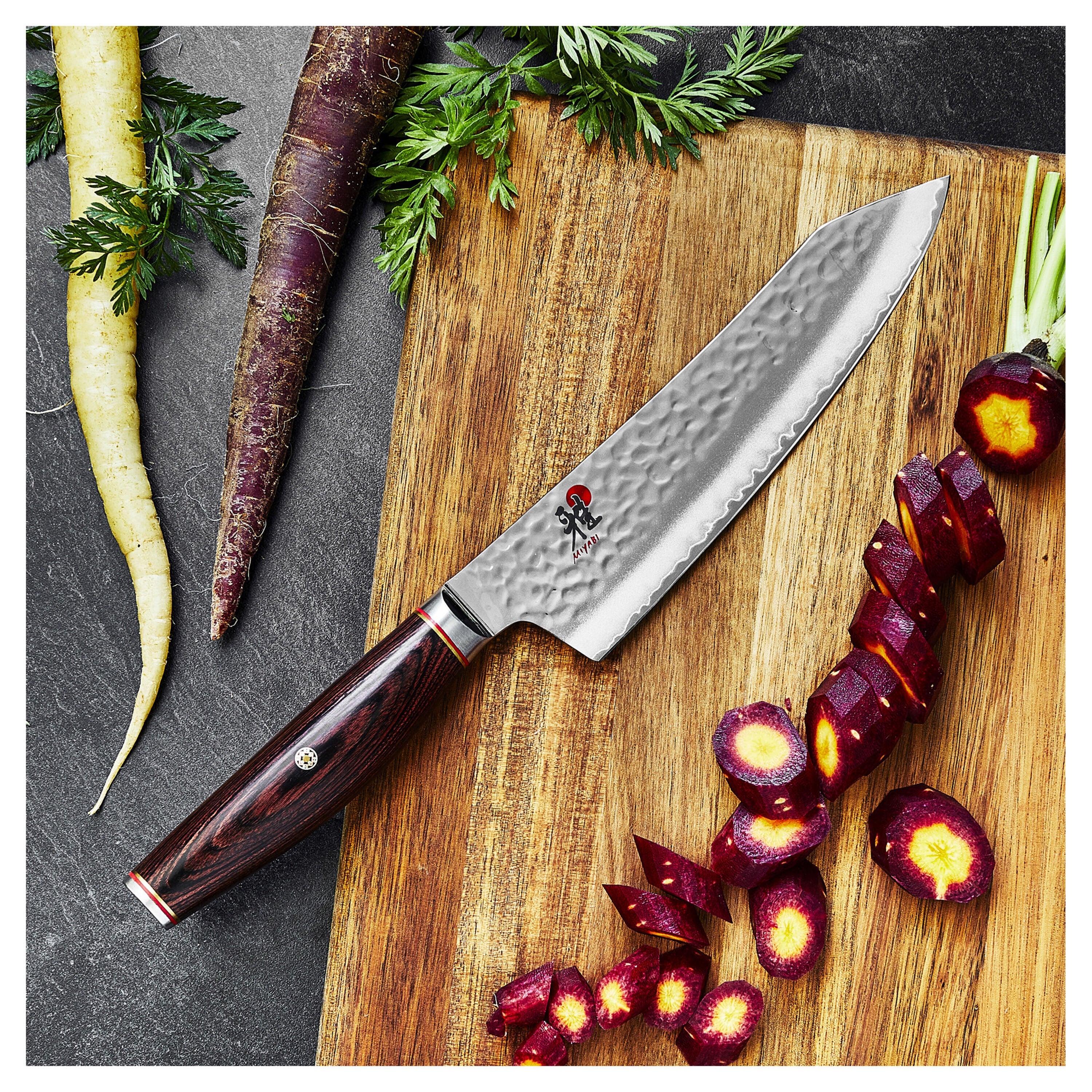 MIYABI 6000 MCT 7 inch Rocking Santoku, Brown