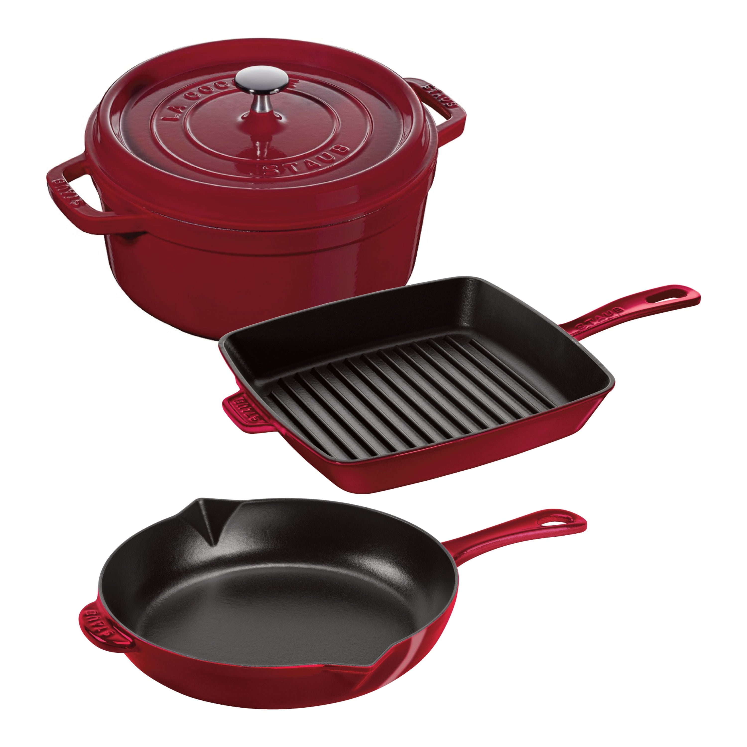 STAUB Cast Iron 4-Piece Mixed Cookware Set – Bordeaux-0