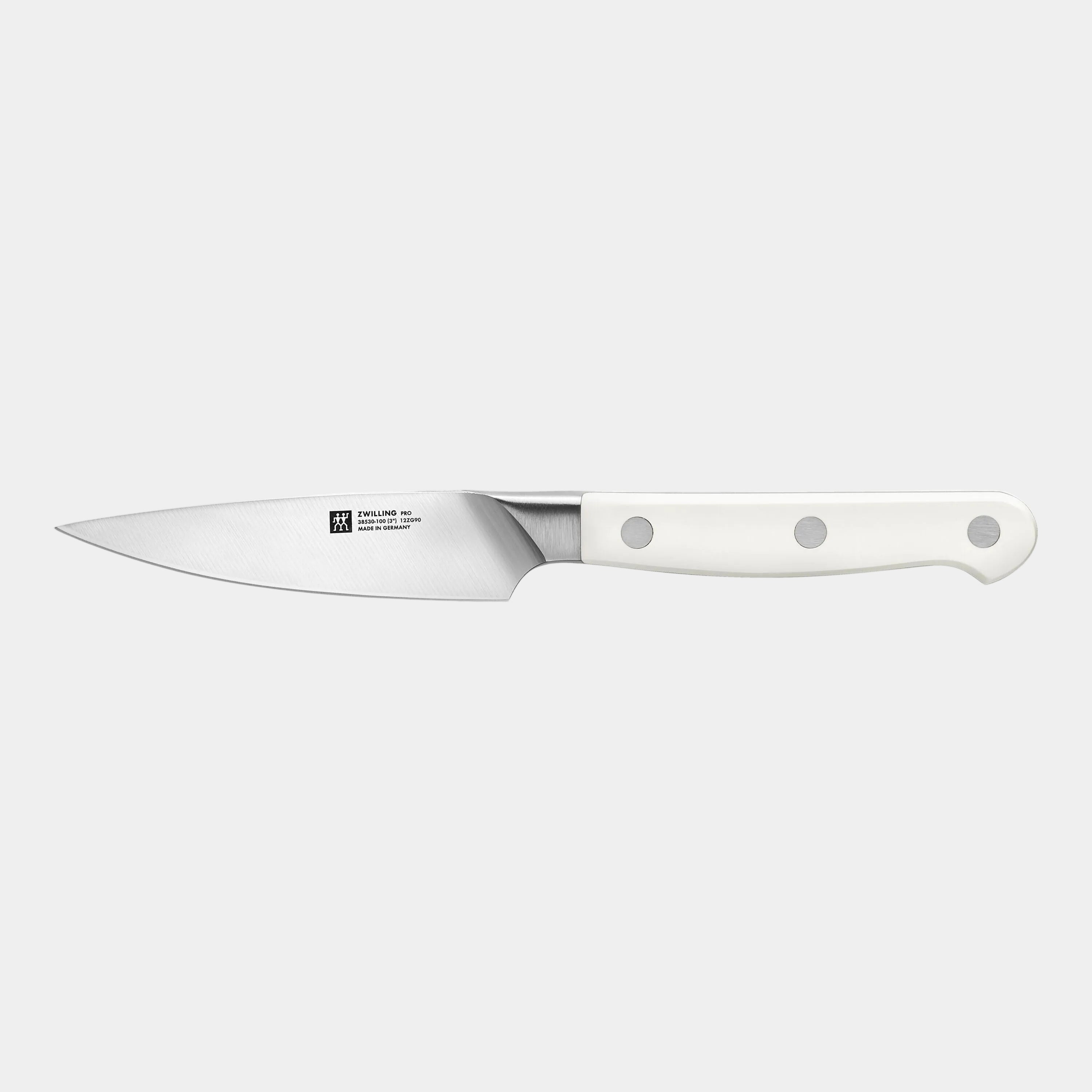 Knife with a white handle on a white background