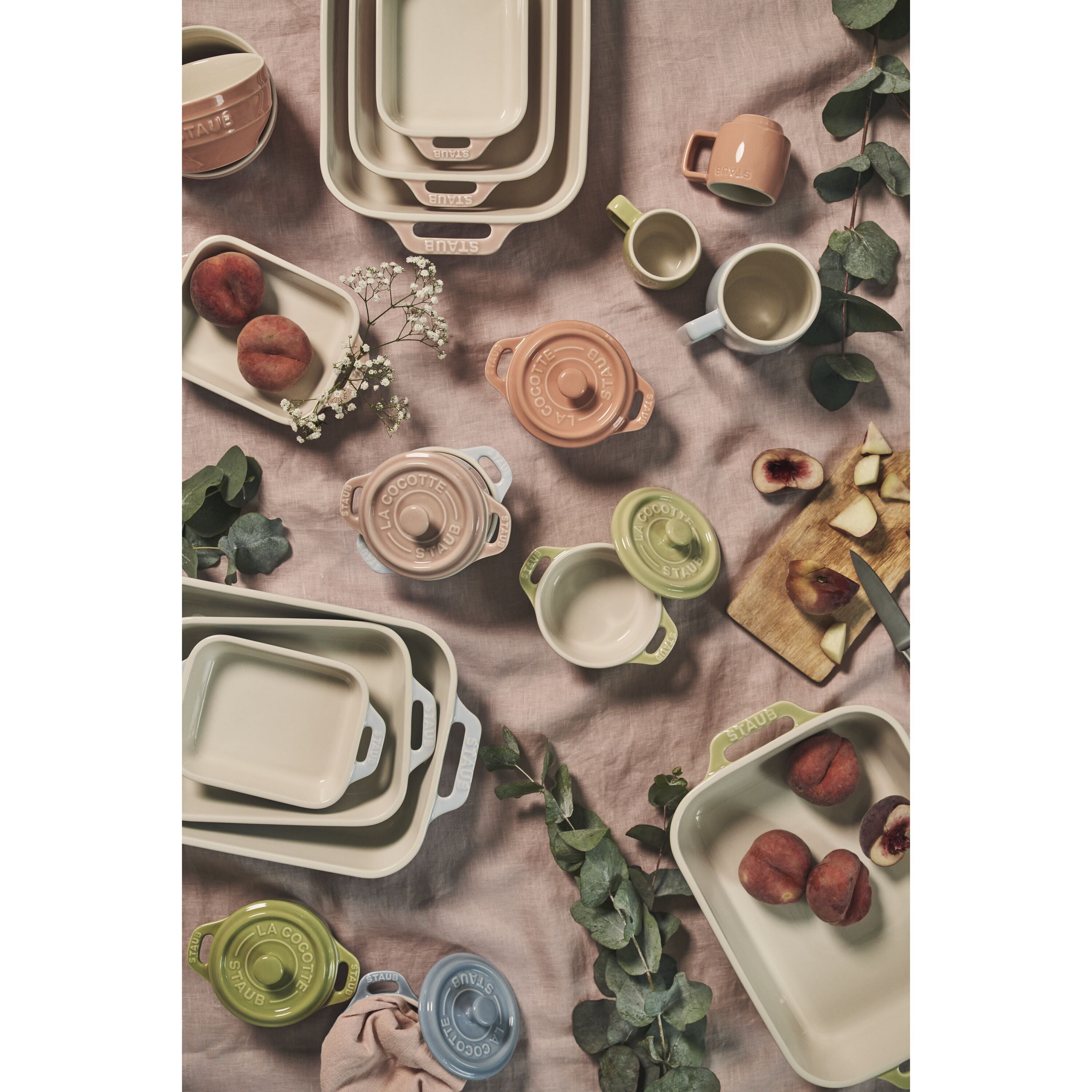 STAUB Ceramique Rectangular Baking Dish Set Macaron Light Green 3 Piece-3
