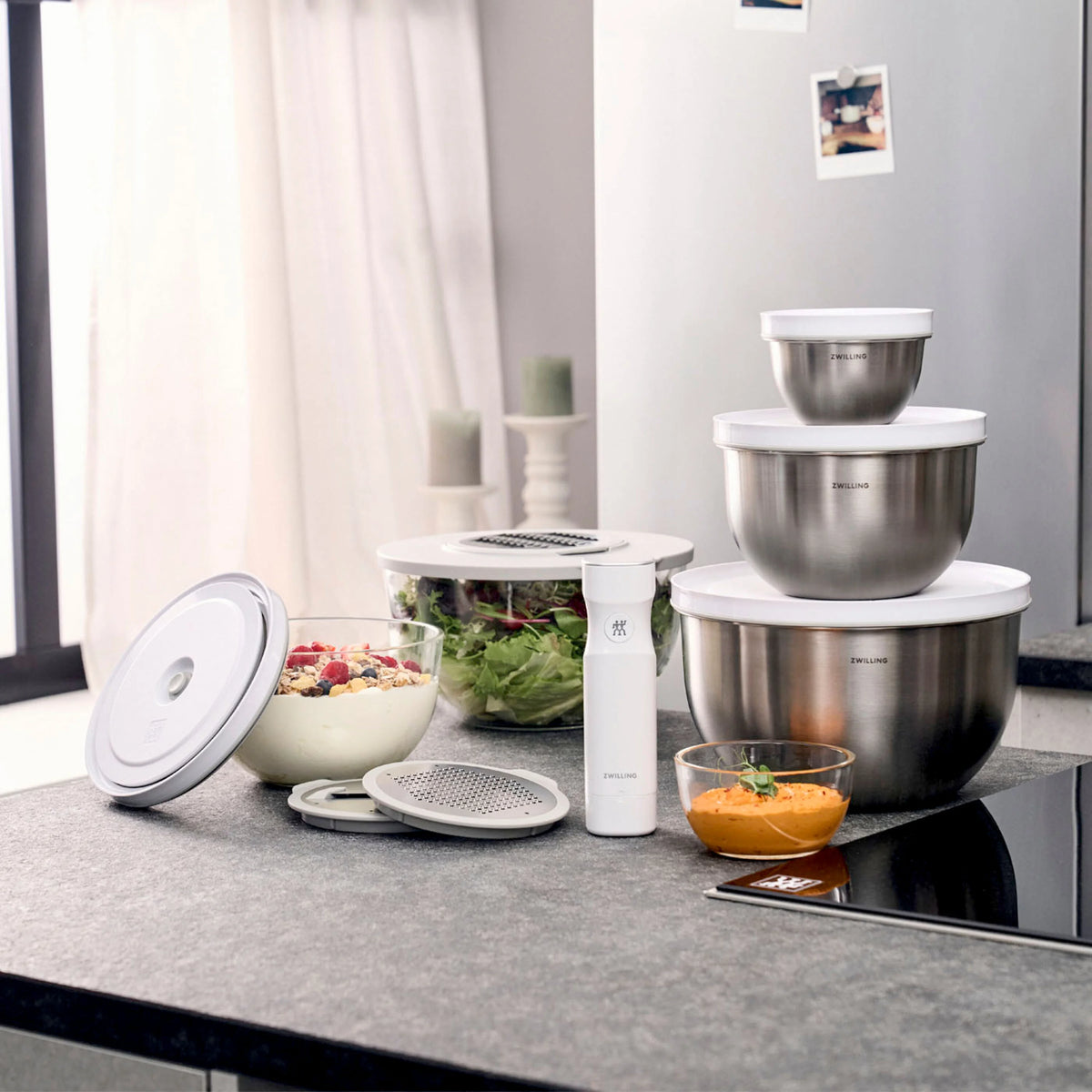 ZWILLING Fresh & Save Bowls, Vacuum Bowl Set S/M/L (13-Piece, Glass, Transparent-White