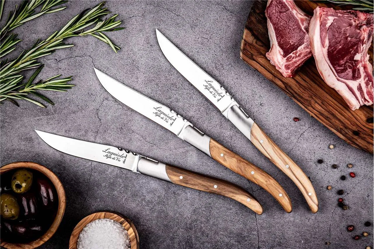 LAGUIOLE Luxury Line Steak Knives, Olive Wood, 6-Piece