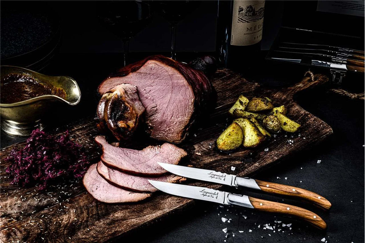 LAGUIOLE Luxury Line Steak Knives, Olive Wood, 6-Piece