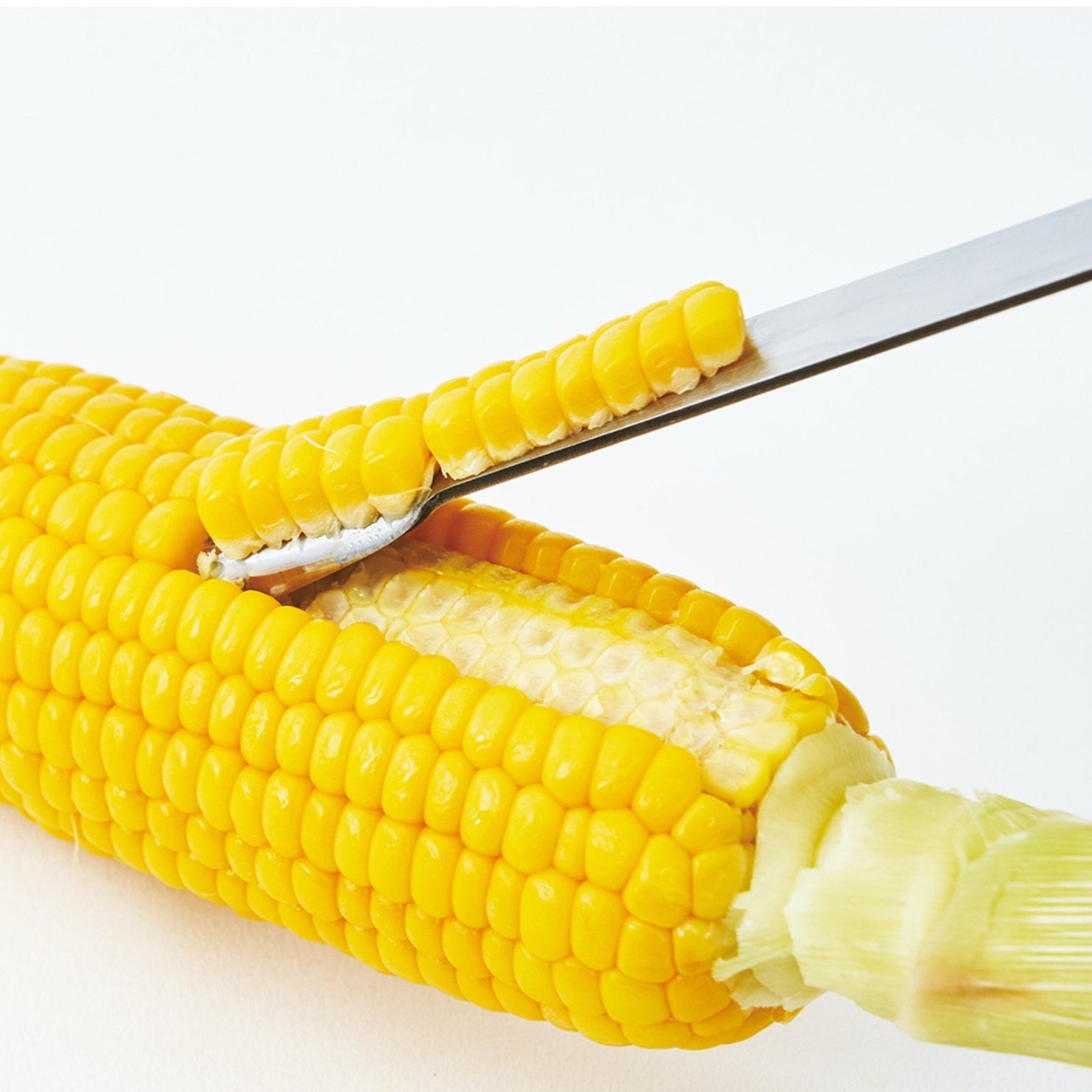 Eatoco Poro Japanese corn peeler removing kernels from corn cob, made from stainless steel, kitchen tool, Made in Japan