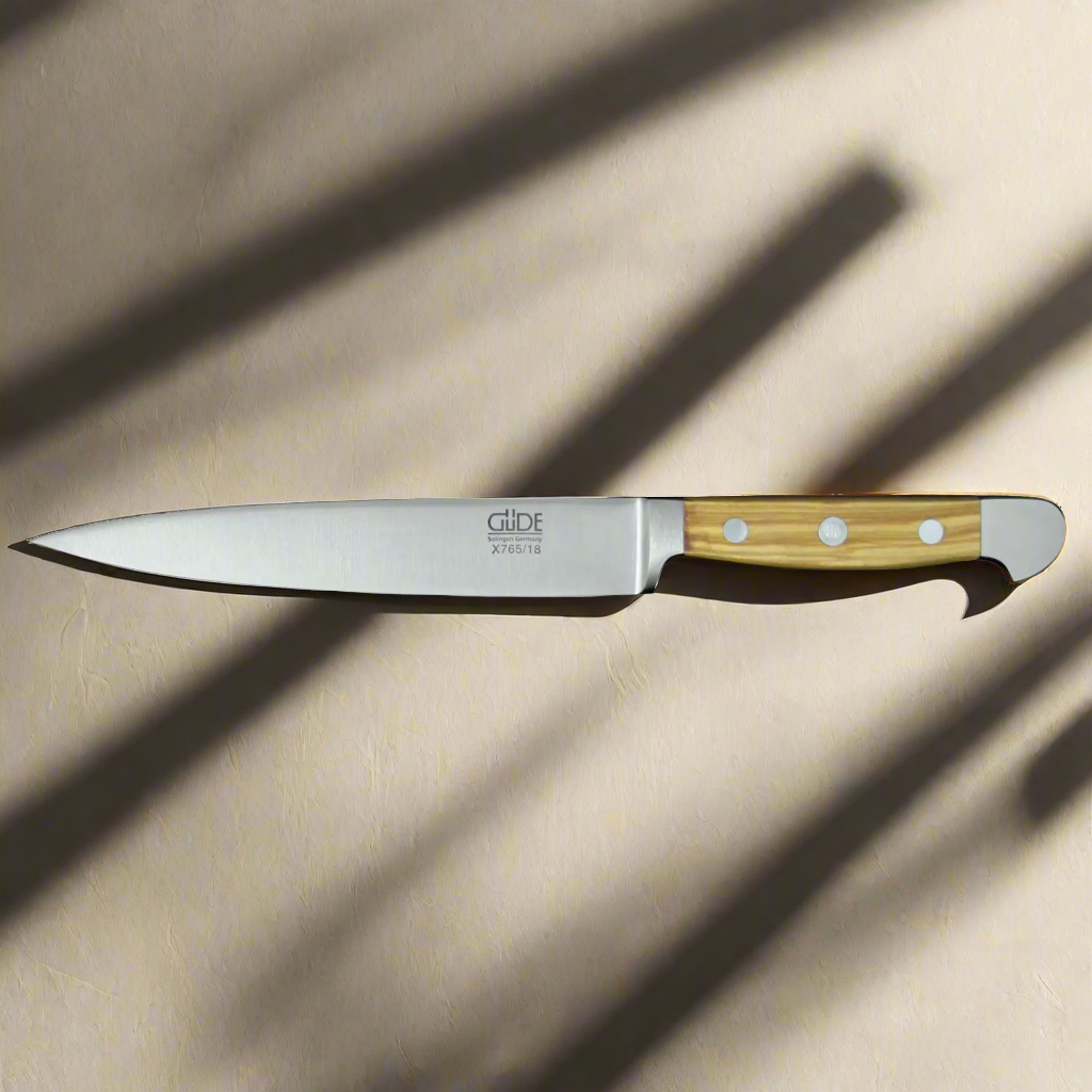 ALPHA OLIVE | Fillet Knife 18cm (Flexible) | Forged Steel / Olive wood handle
