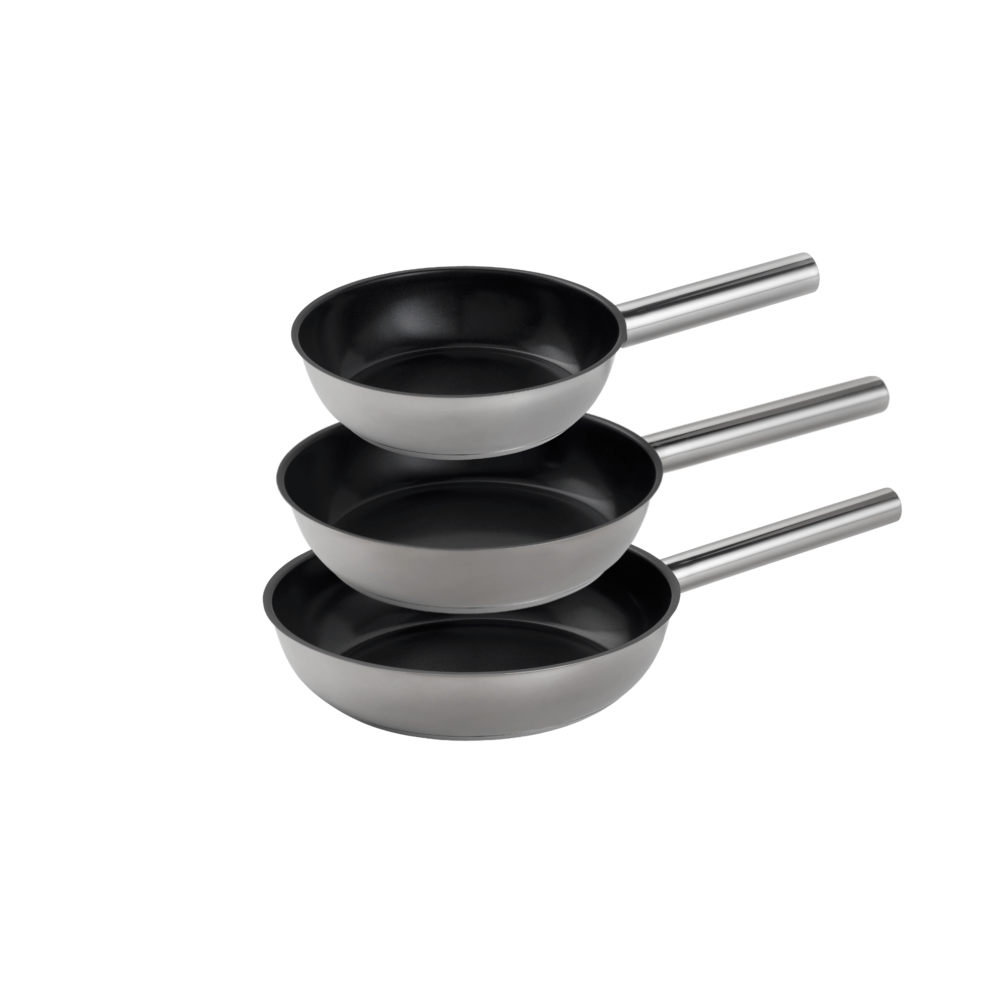 COMBEKK Ceramic Stainless Steel Fry Pan Set of 3