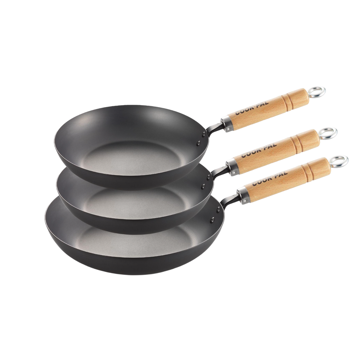 Yoshikawa Cook-Pal Ren Frying Pan Set Carbon Steel (Set of 3)