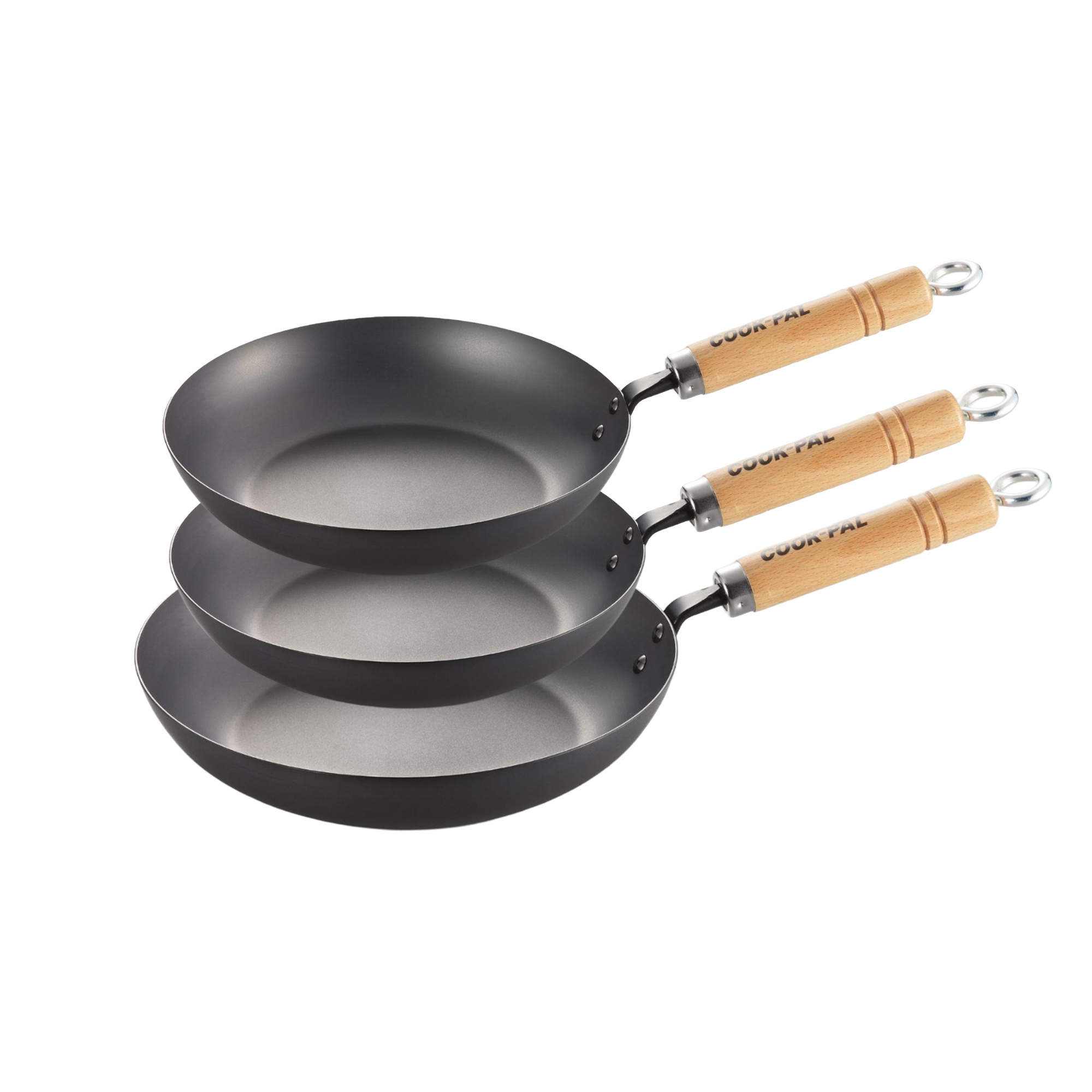 Yoshikawa Cook-Pal Ren Frying Pan Set Carbon Steel (Set of 3)