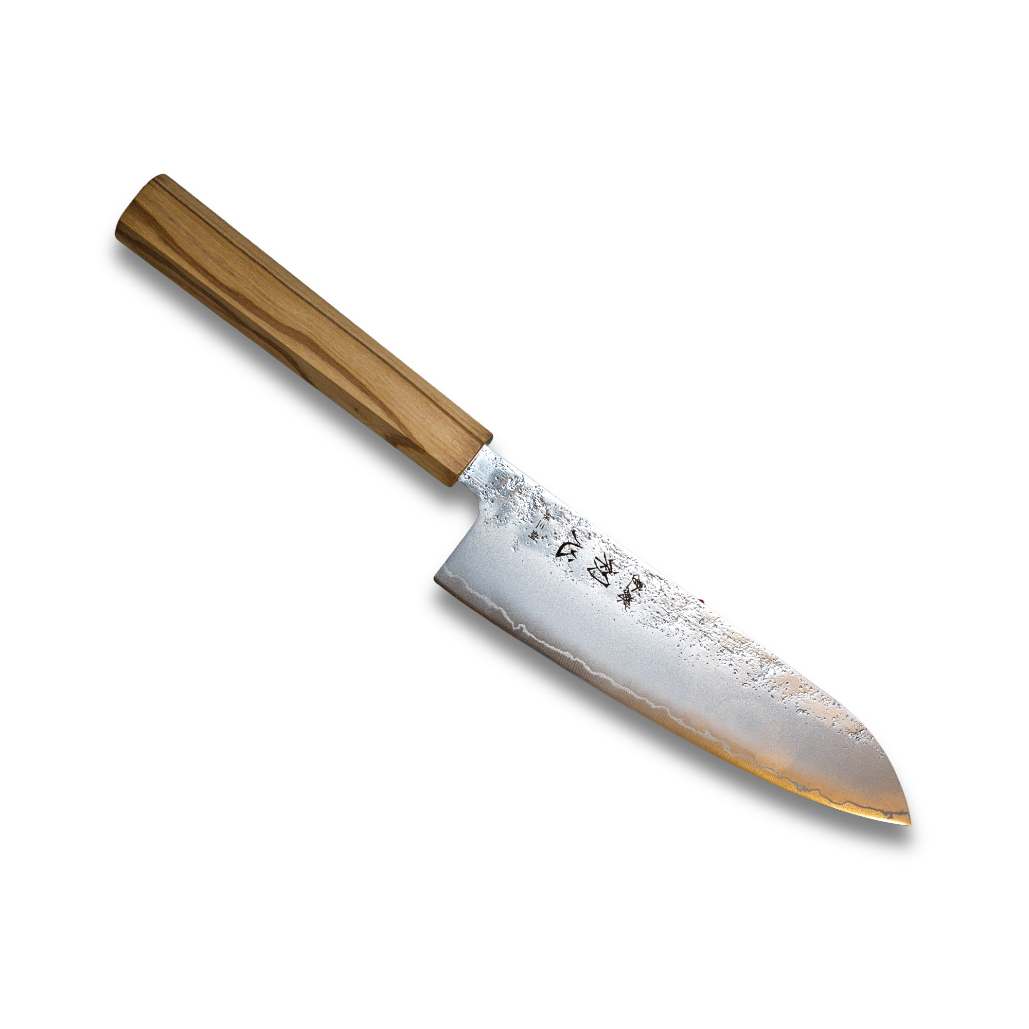 Silver 3 Nashiji Santoku Knife 170mm with Olive Wood Handle