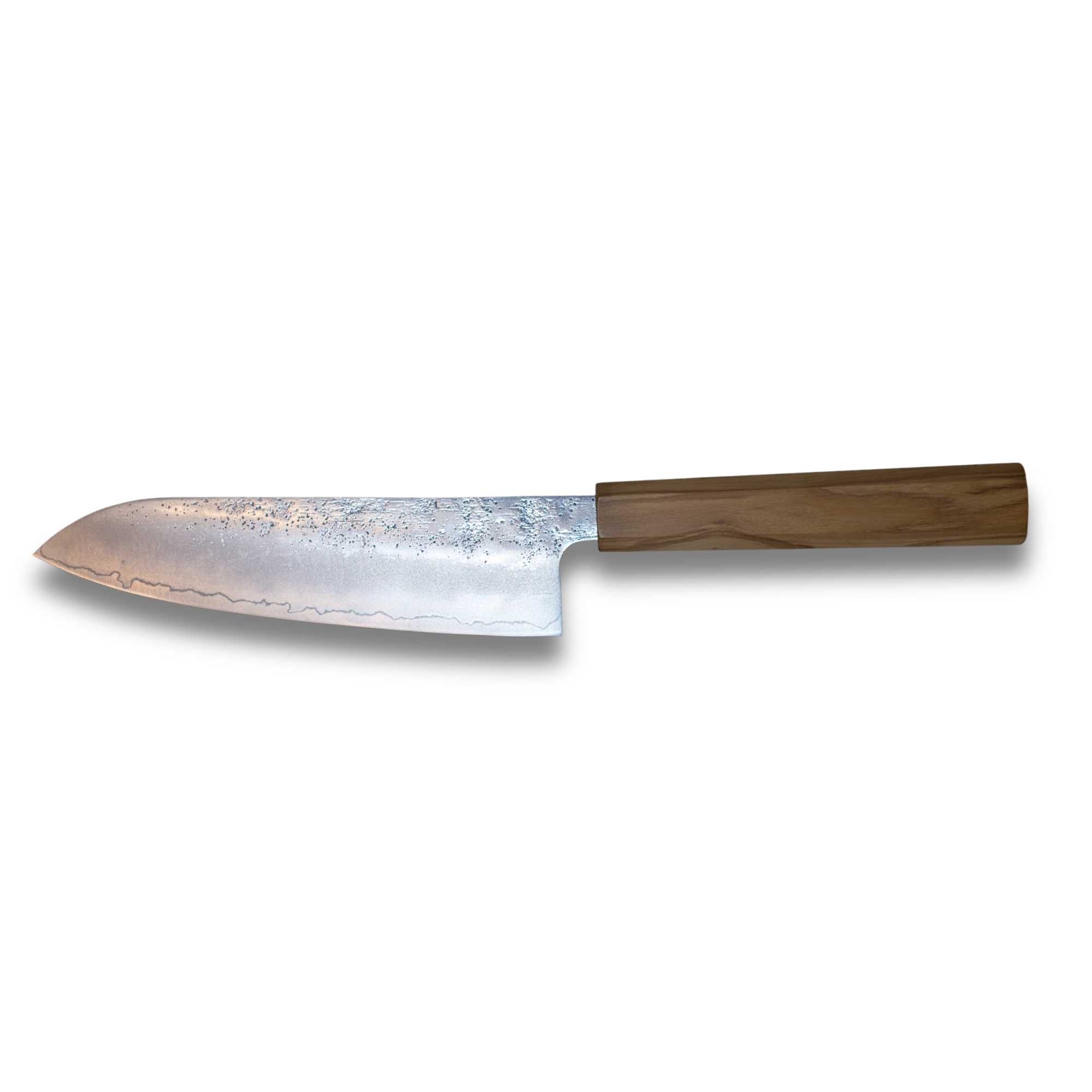 Ginrie Silver 3 3-Layer Nashiji Santoku 170mm with Olive Wood Handle, Japanese kitchen knife