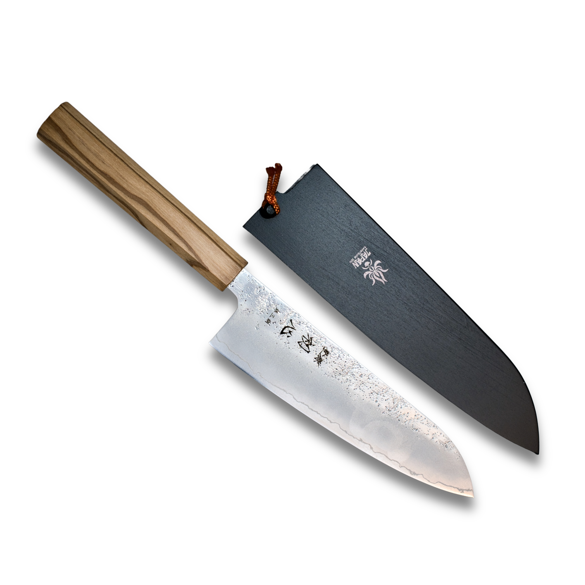Japanese Santoku Knife with Saya Ho Wood Sheath
