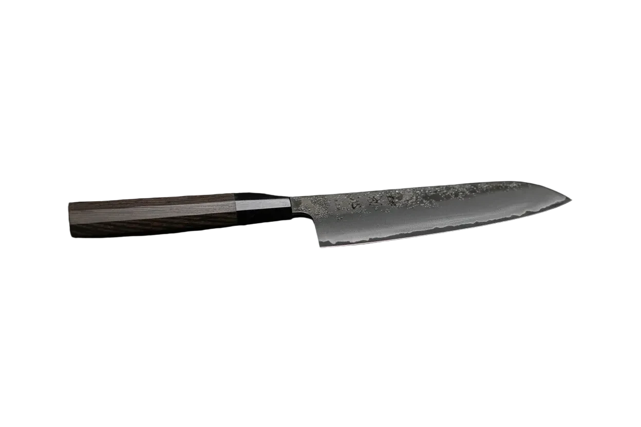 Ginrie Silver 3 Nashiji Santoku Knife 170mm with Wenge handle featuring Japanese craftsmanship.Ginrie Silver 3 Nashiji Santoku Knife 170mm