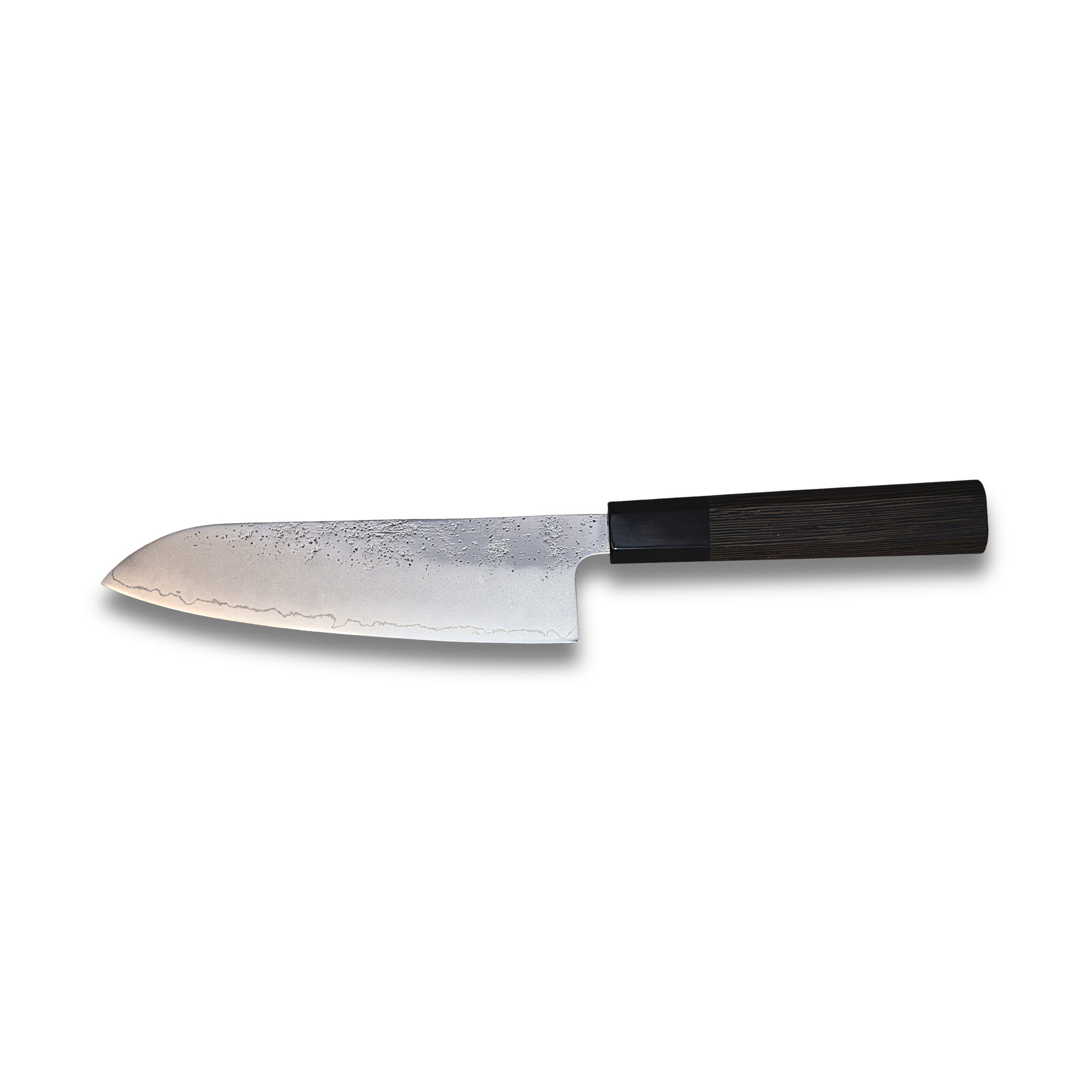 Ginrie Silver 3 Nashiji Santoku Knife 170mm with Wenge handle showcasing Japanese craftsmanship and cutting performance.Ginrie Silver 3 Nashiji Santoku Knife 170mm