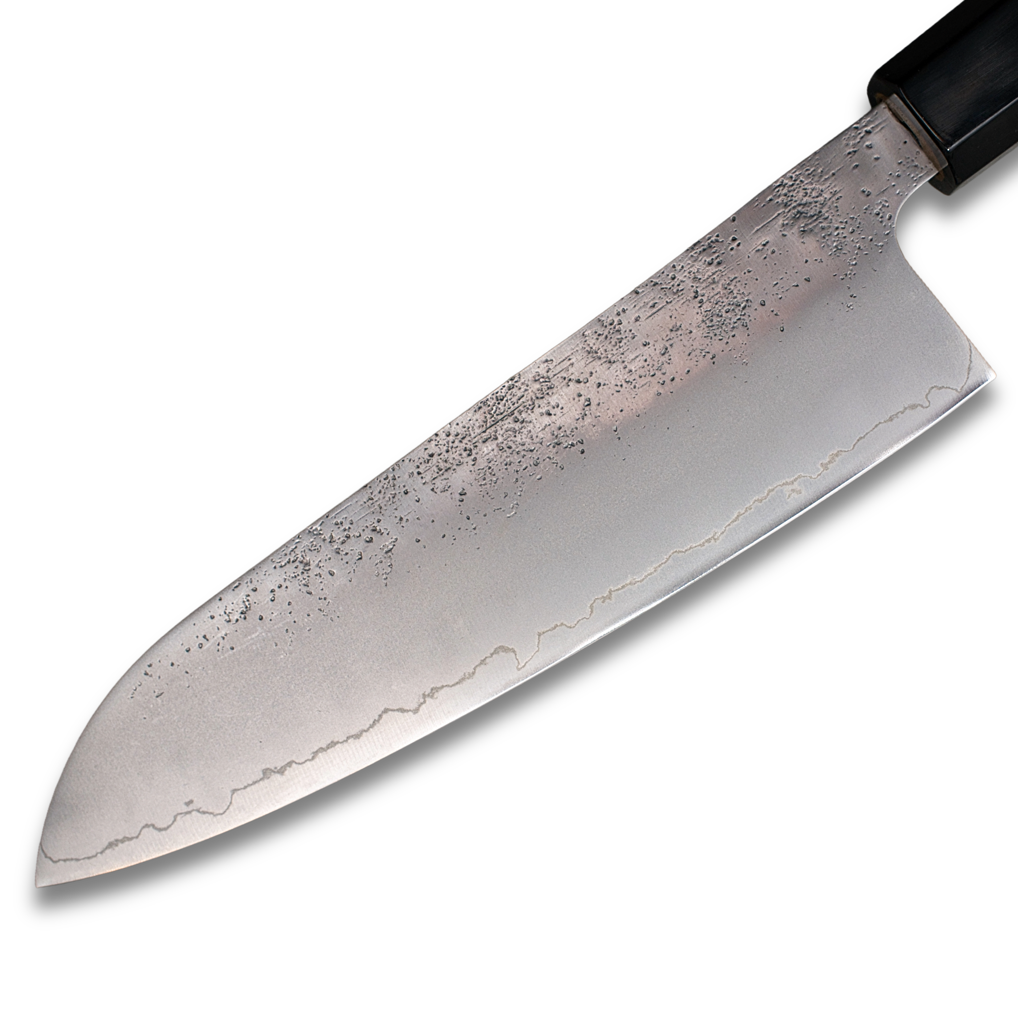 Ginrie Silver 3 Nashiji Santoku Knife 170mm close view