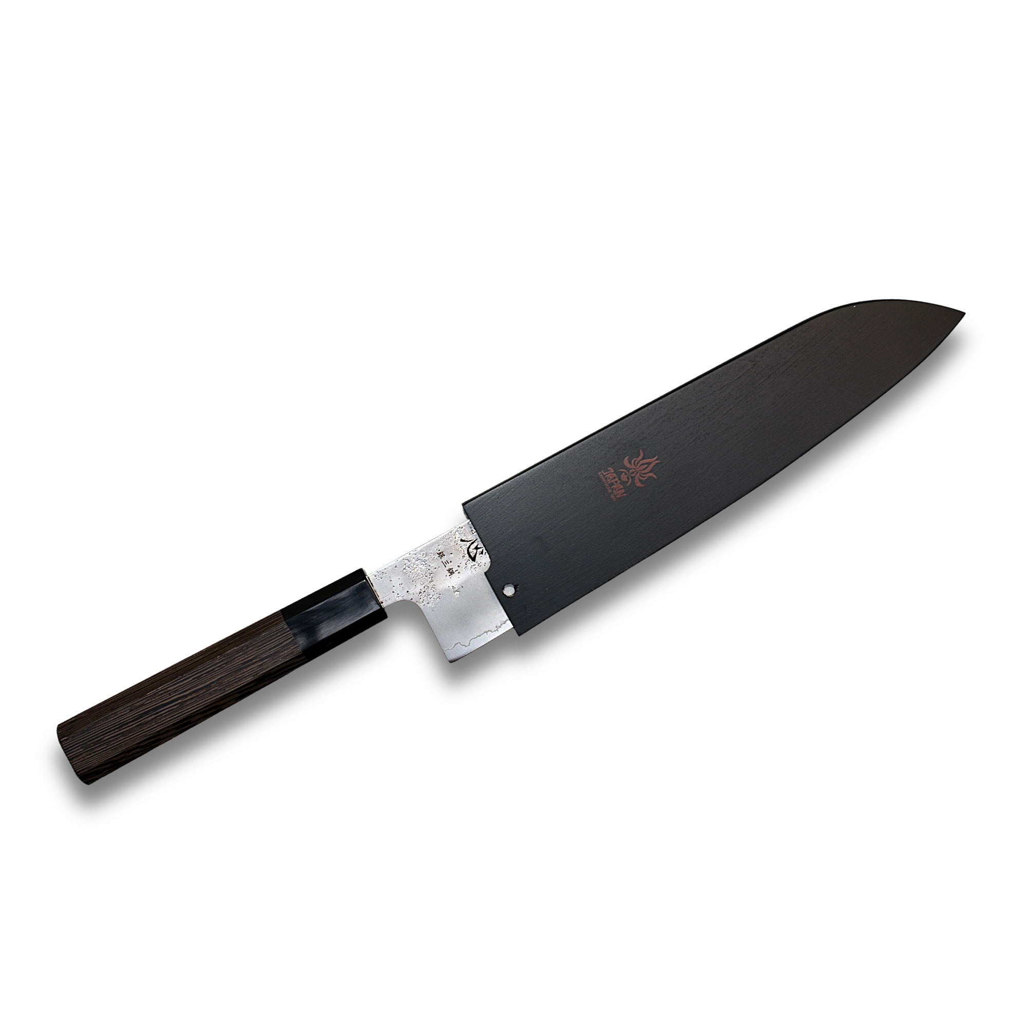 Silver 3 Nashiji Santoku Knife 170mm with Wenge Wood Handle & Japanese Saya