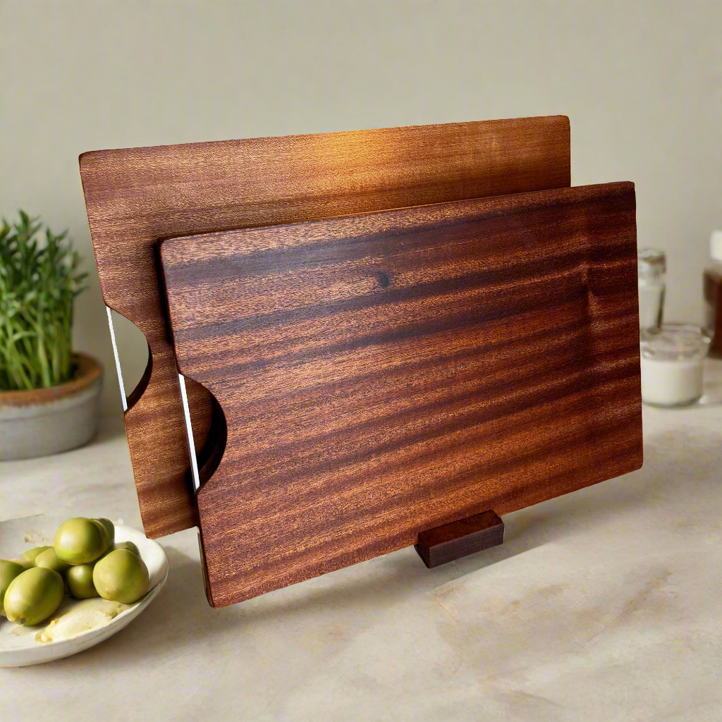 Ginza Pro Cutting Board Duo Set - Made from Whole Ebony Plank