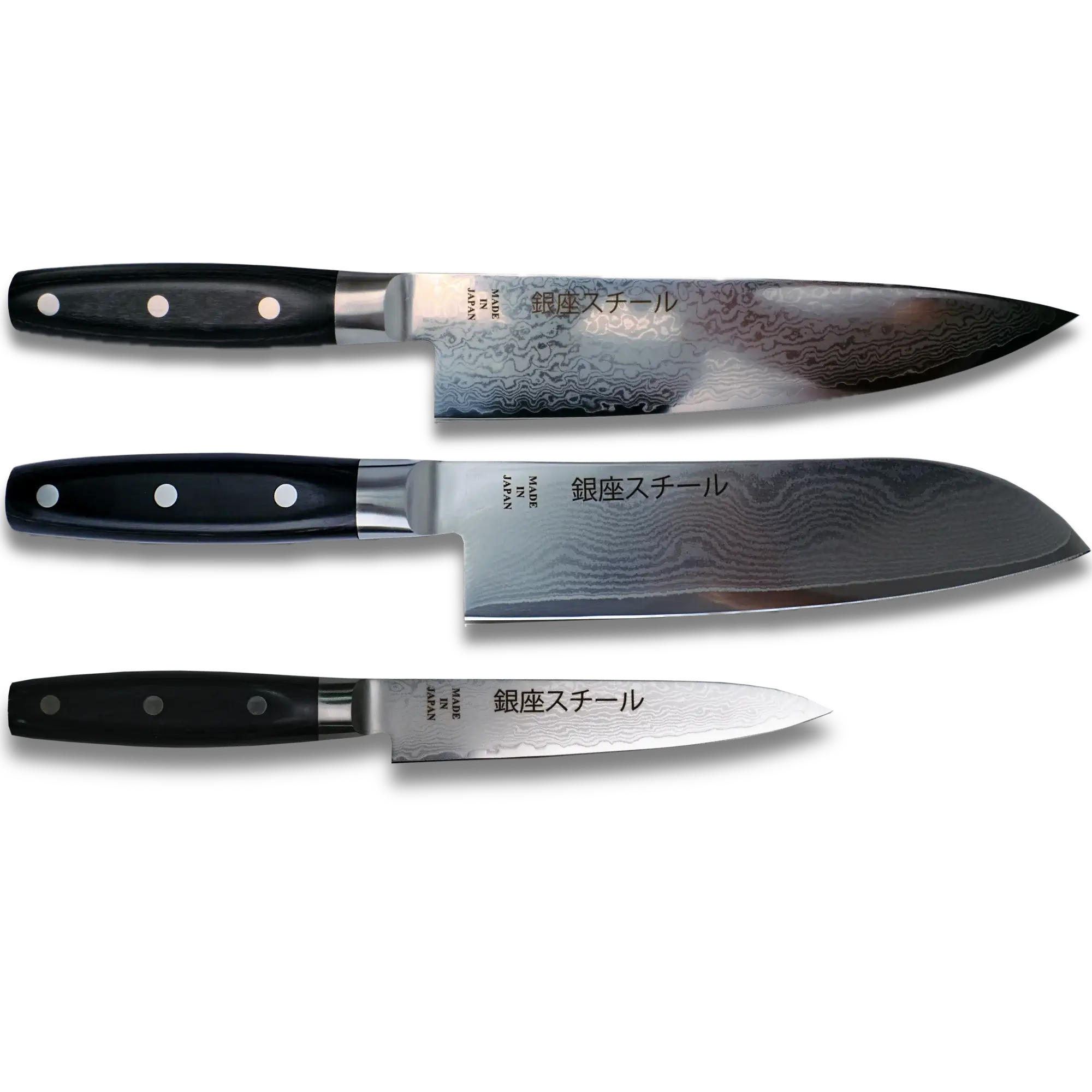 HAYAMI THREE - VG10 69 LAYER DAMASCUS STEEL KNIFE SET