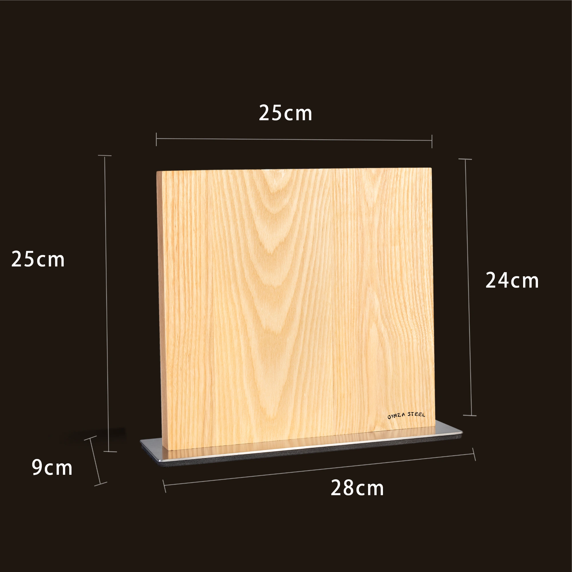 Ginza Steel Magnetic Wood Block – Ash Wood with Metal Base