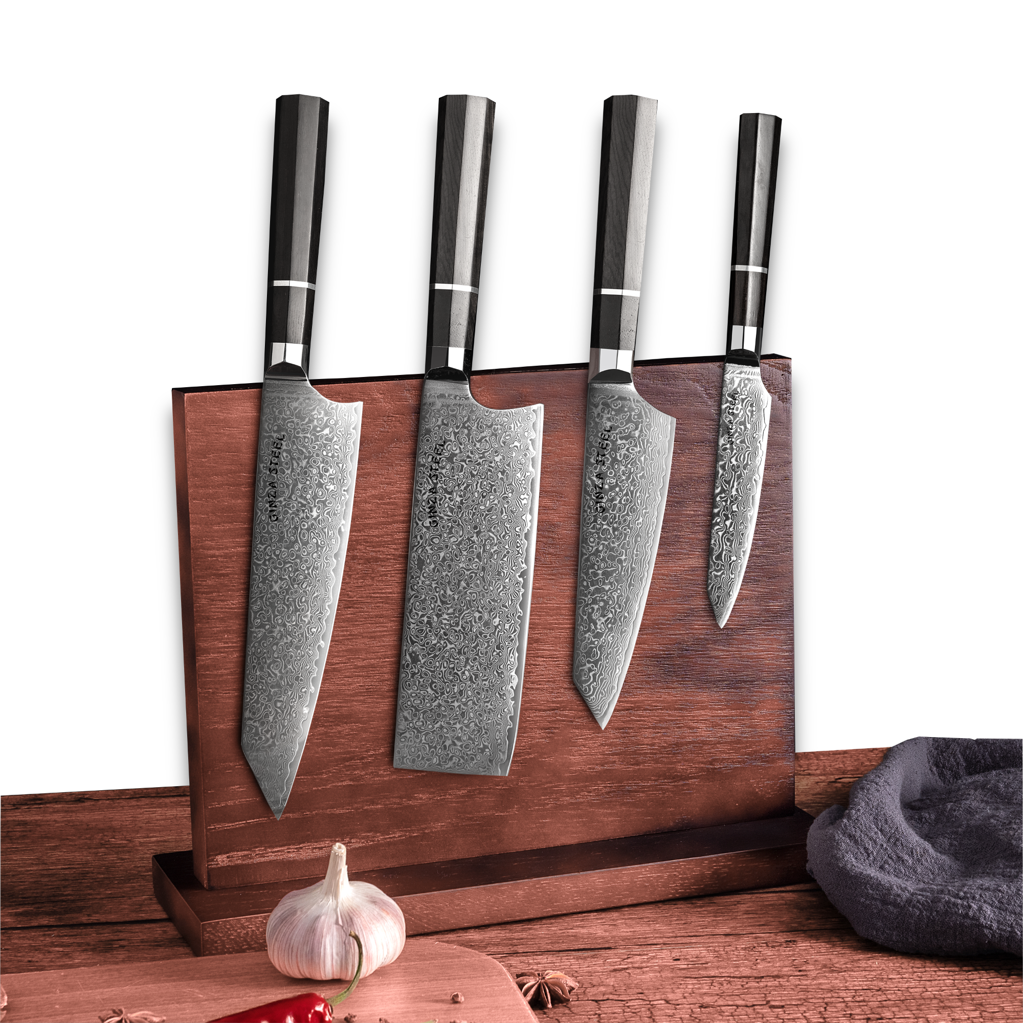 KASAI KOGATANA FIVE | Essential 5 pcs Knife set | 4 Knives with Magnetic Wood Block