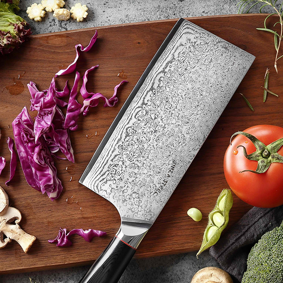 HAGAKURE X | 7 inch Damascus Cleaver Knife | AUS 10 Steel