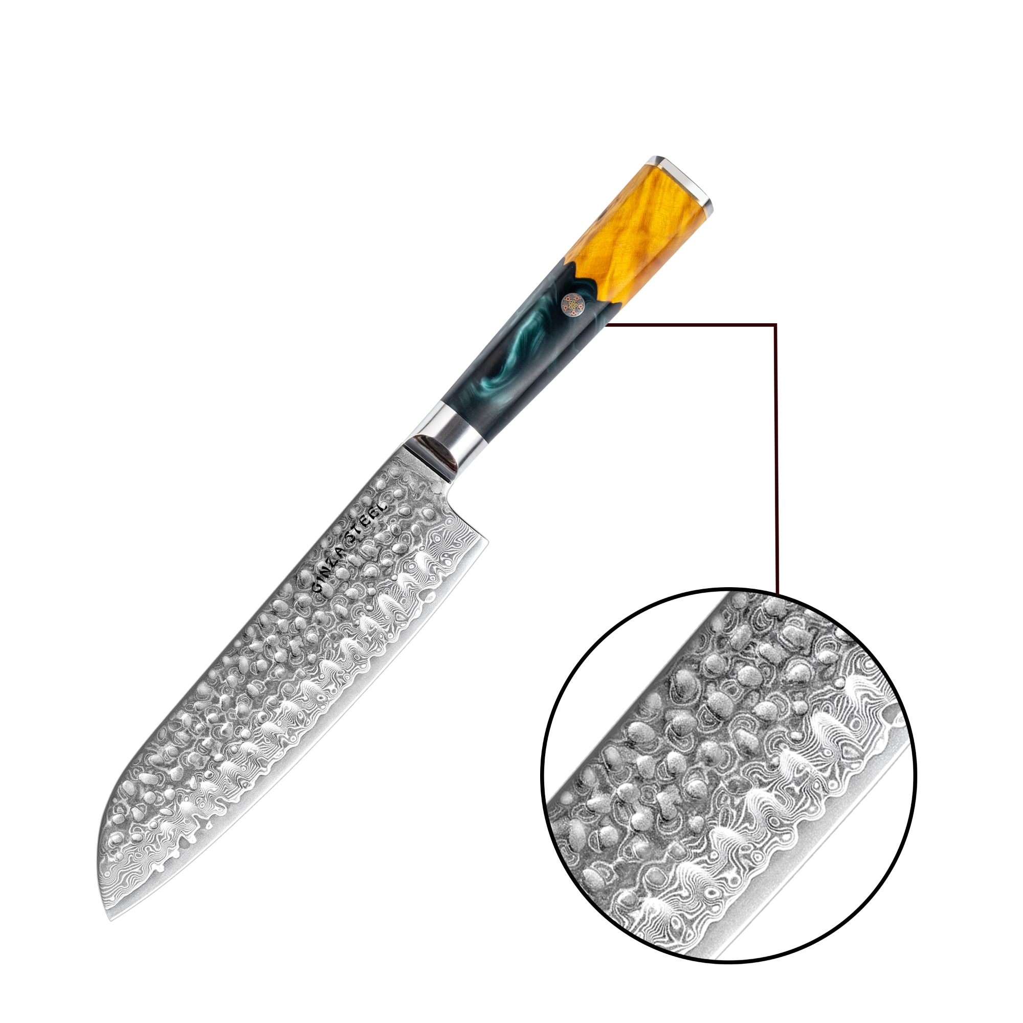 Kaze Katana – 7-Inch Santoku Knife, Damascus VG10 Steel, 67 Layers