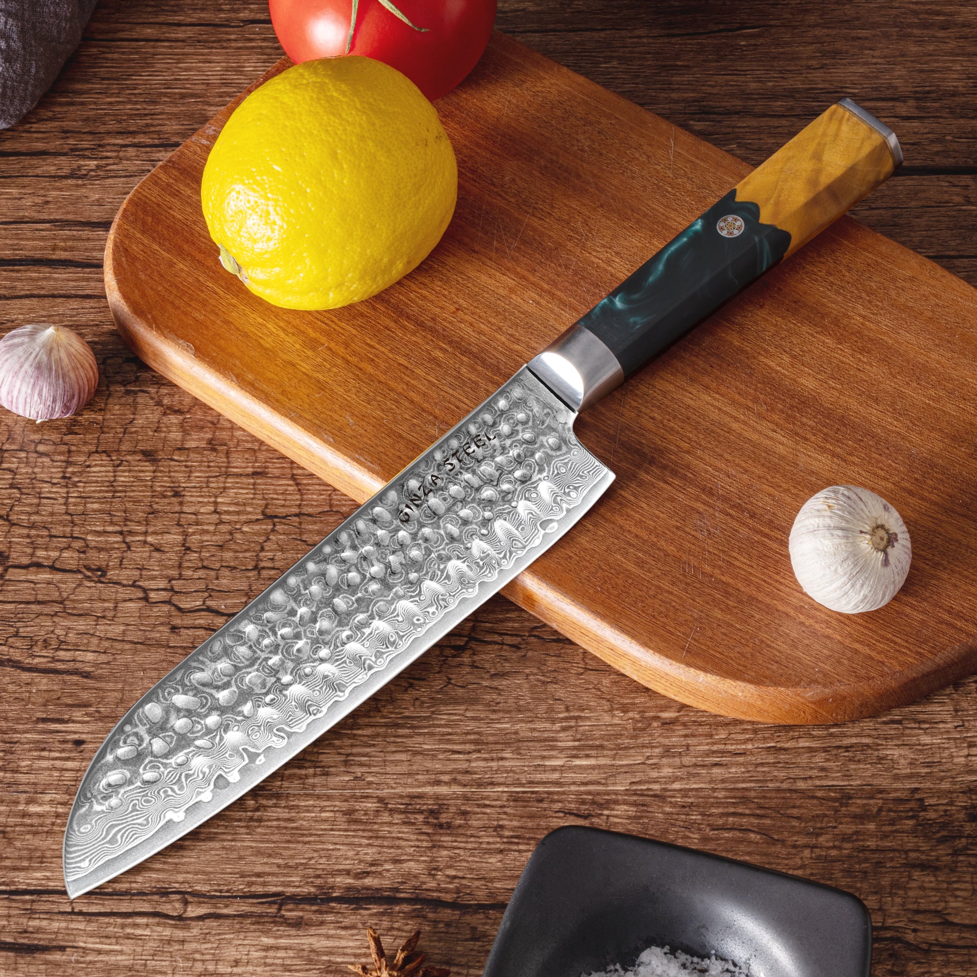 Kaze Katana – 7-Inch Santoku Knife, Damascus VG10 Steel, 67 Layers