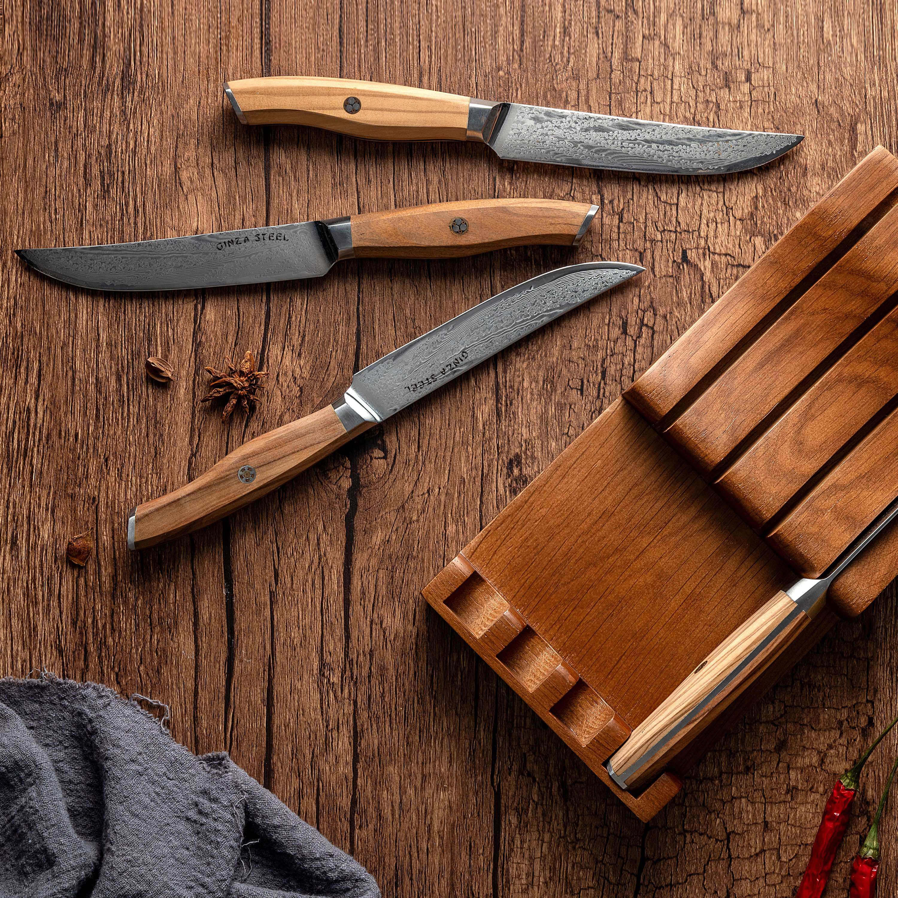 AMELIA Five | Essential VG10 Damascus Steel Steak Knife set