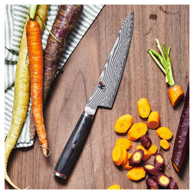 MIYABI KAIZEN II 5000 FCD 5.5" Shotoh FC61 CORE, 48-LAYER DAMASCUS, D-SHAPRE PAKKAWOOD HANDLE