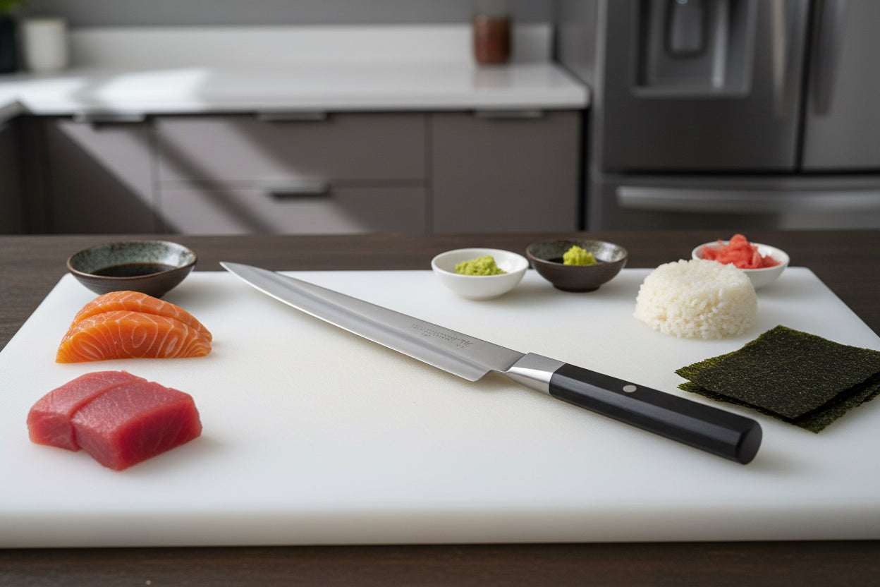 Miyabi 5000 FCD Sujihiki knife life style