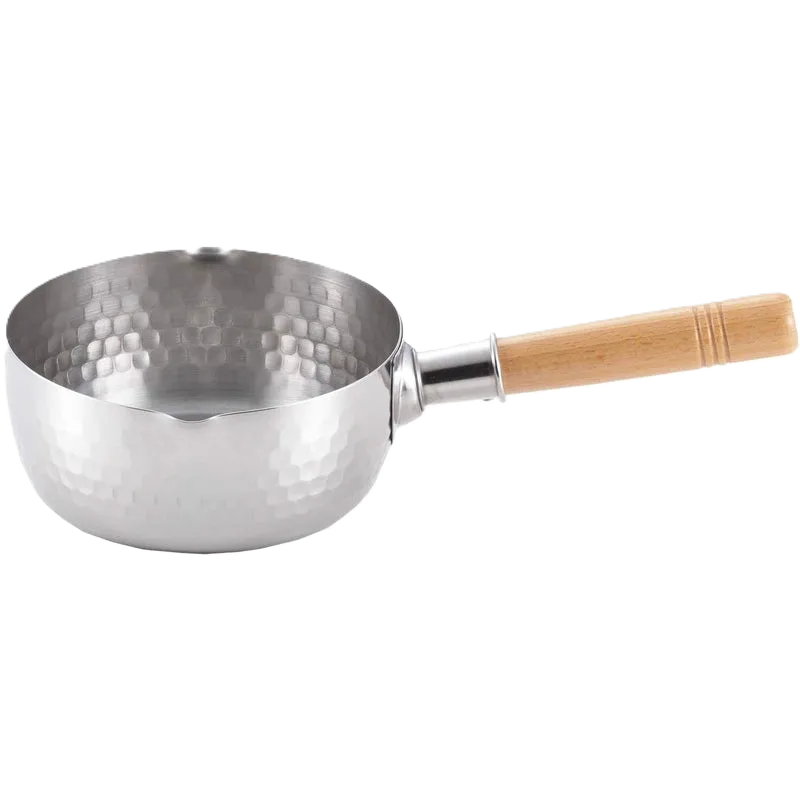 Yoshikawa Yukihira Saucepan with a wooden handle on a white background