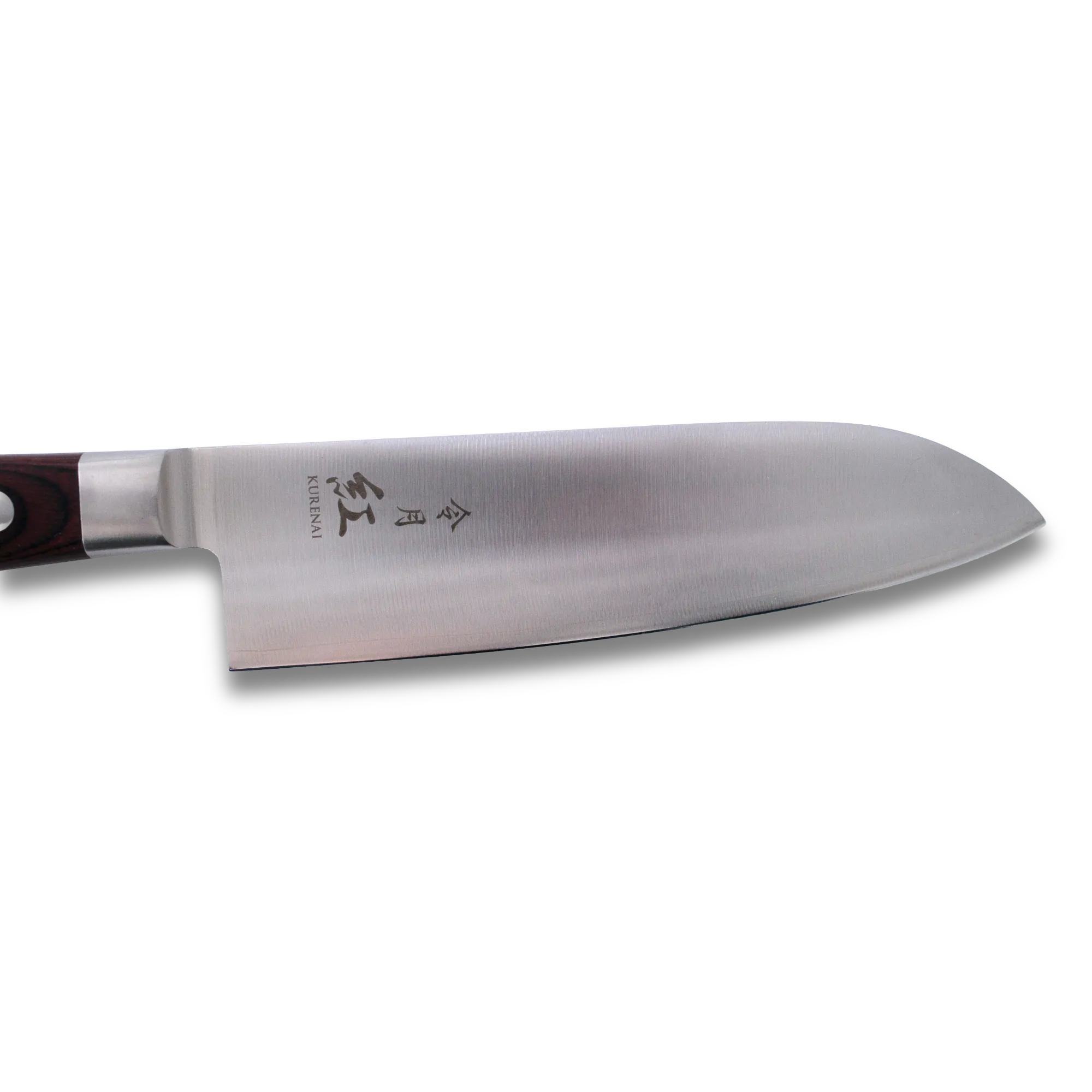 Ginza Steel Kurenai Santoku Knife 170mm with mahogany handle and molybdenum vanadium steel blade, ideal for professional kitchens.