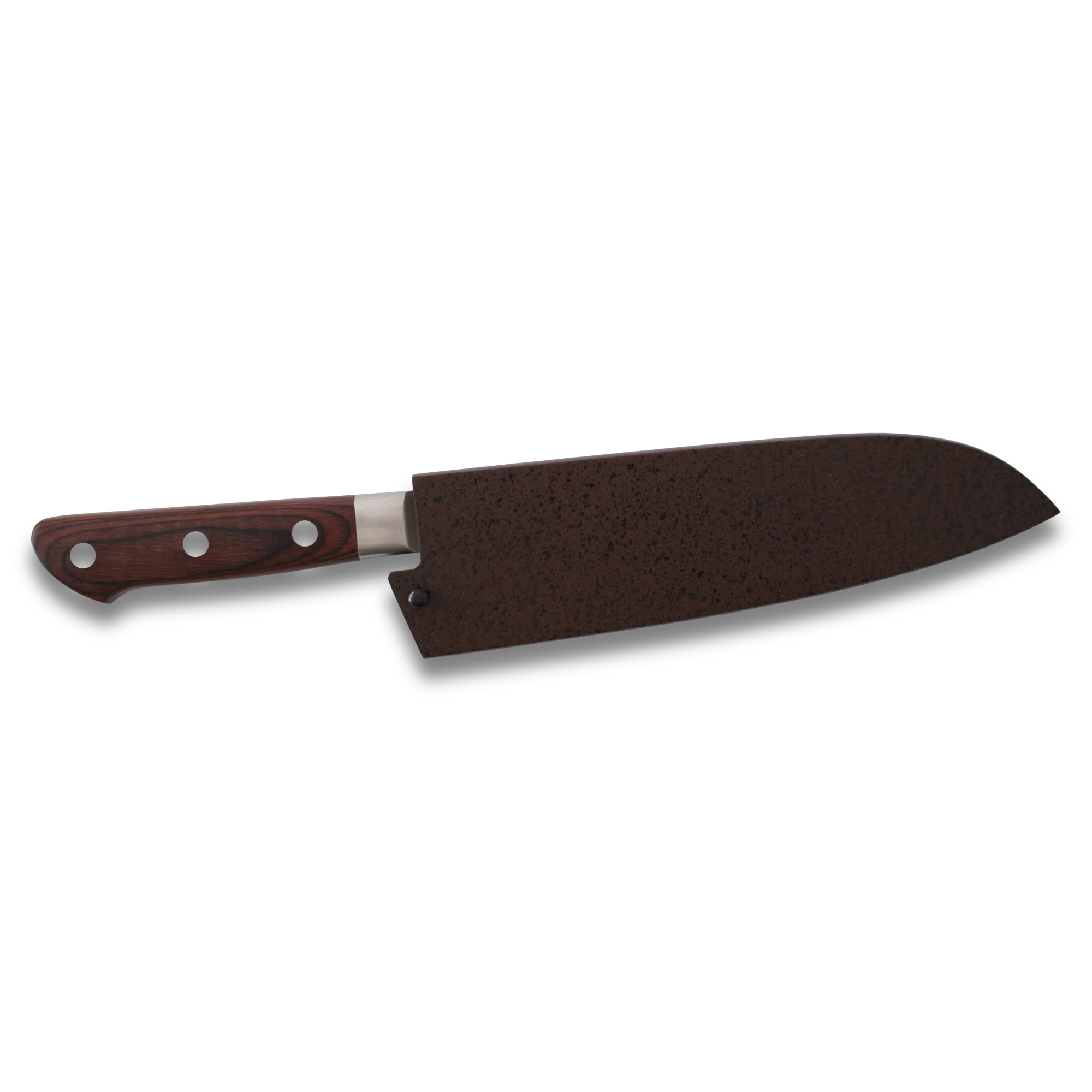 GINZA STEEL KURENAI Santoku 170mm knife with magnolia saya cover, featuring molybdenum steel blade for precision cooking
