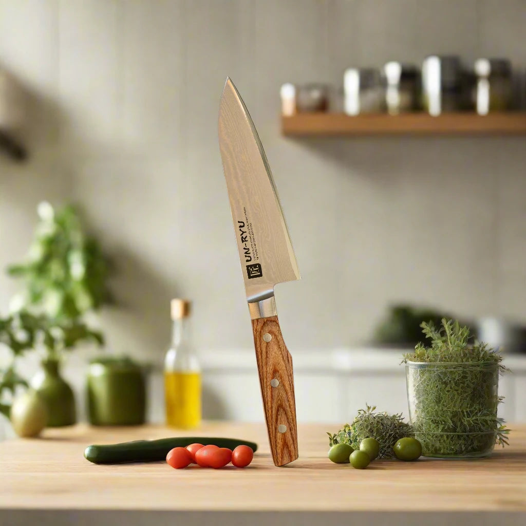 UN‑RYU Japan Knife Set – 210mm Gyuto & 170mm Santoku VG10 Damascus | Made in Japan
