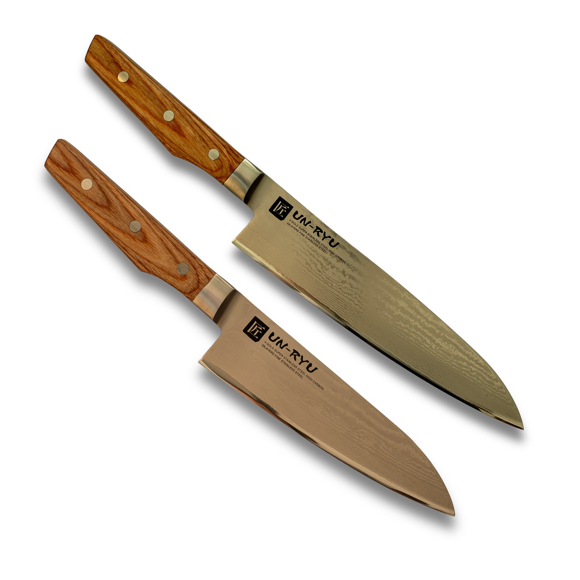 UN‑RYU Japan Knife Set – 210mm Gyuto & 170mm Santoku VG10 Damascus | Made in Japan