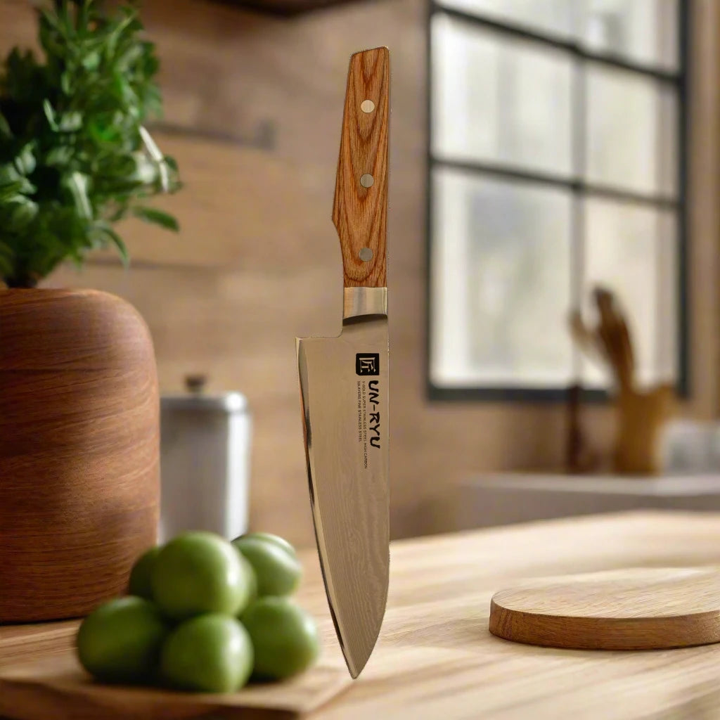 UN‑RYU Japan Knife Set – 210mm Gyuto & 170mm Santoku VG10 Damascus | Made in Japan