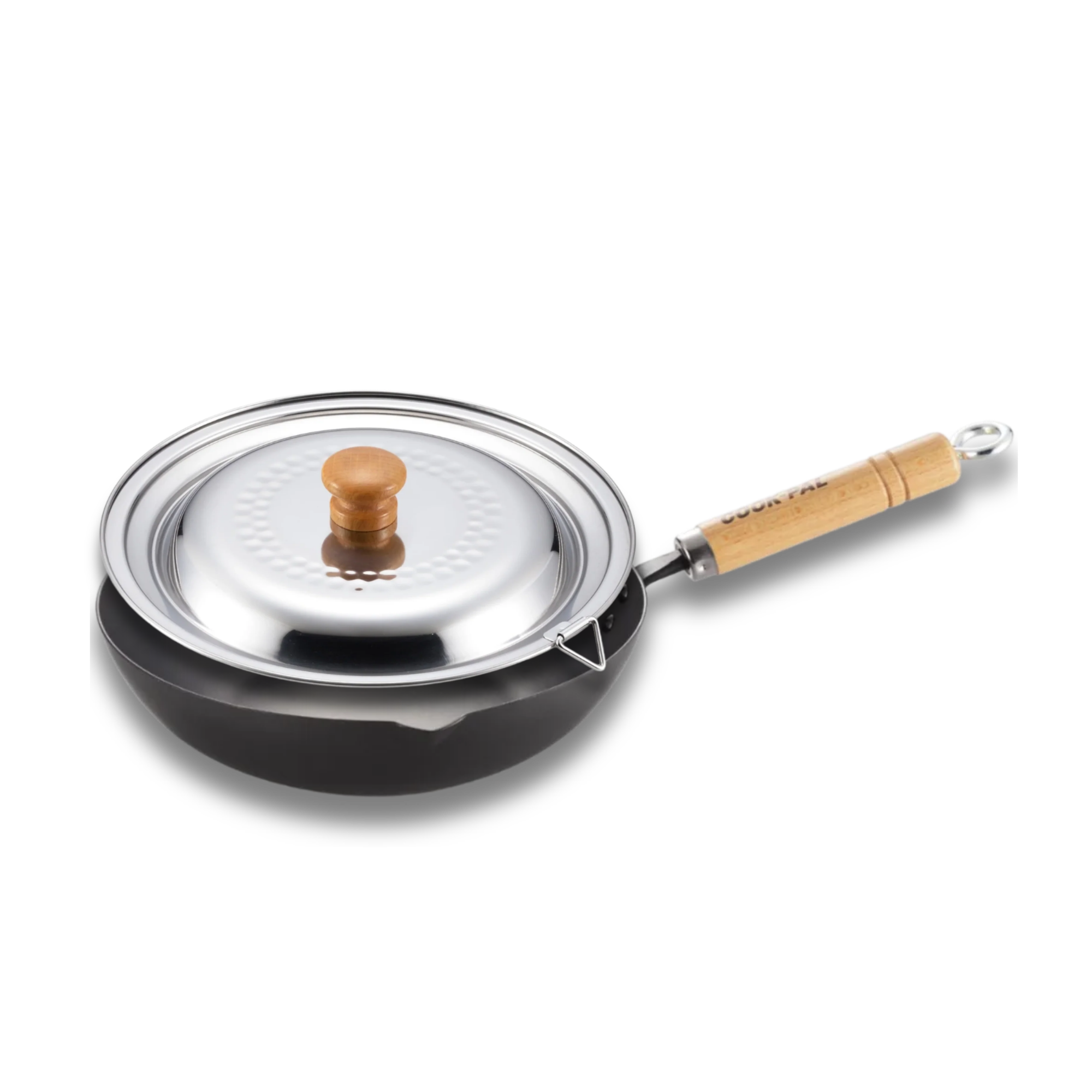 Yoshikawa Cook-Pal Ren 20cm Steel Deep Frying Pan with lid